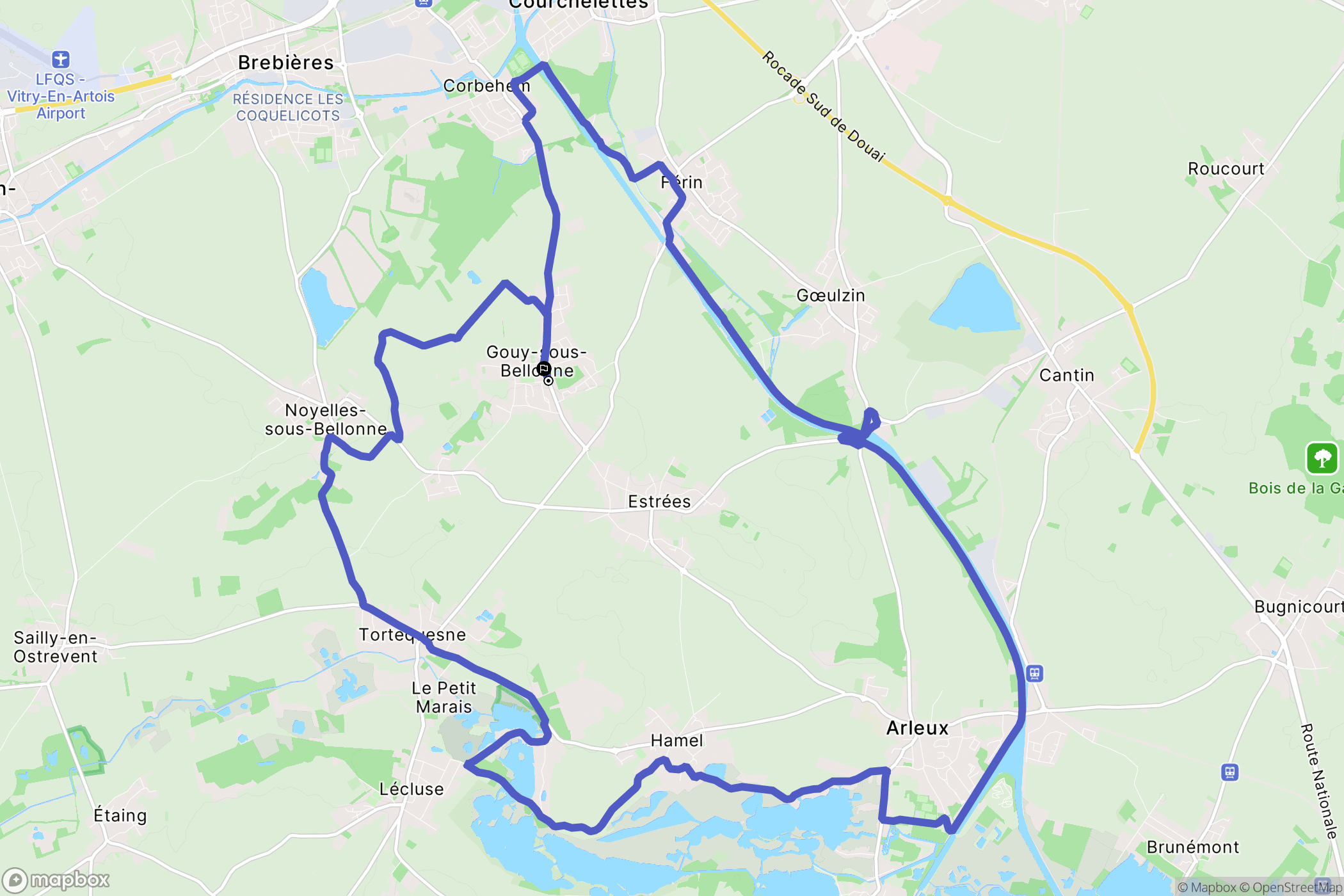 Gouy-Sous-Bellonne : carte du parcours de randonnée - France