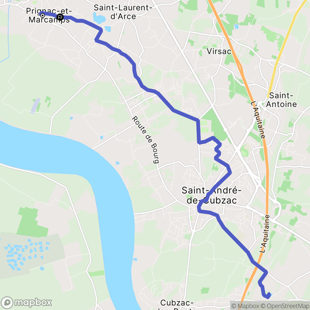 Prignac-et-Marcamps : carte du parcours de randonnée - France