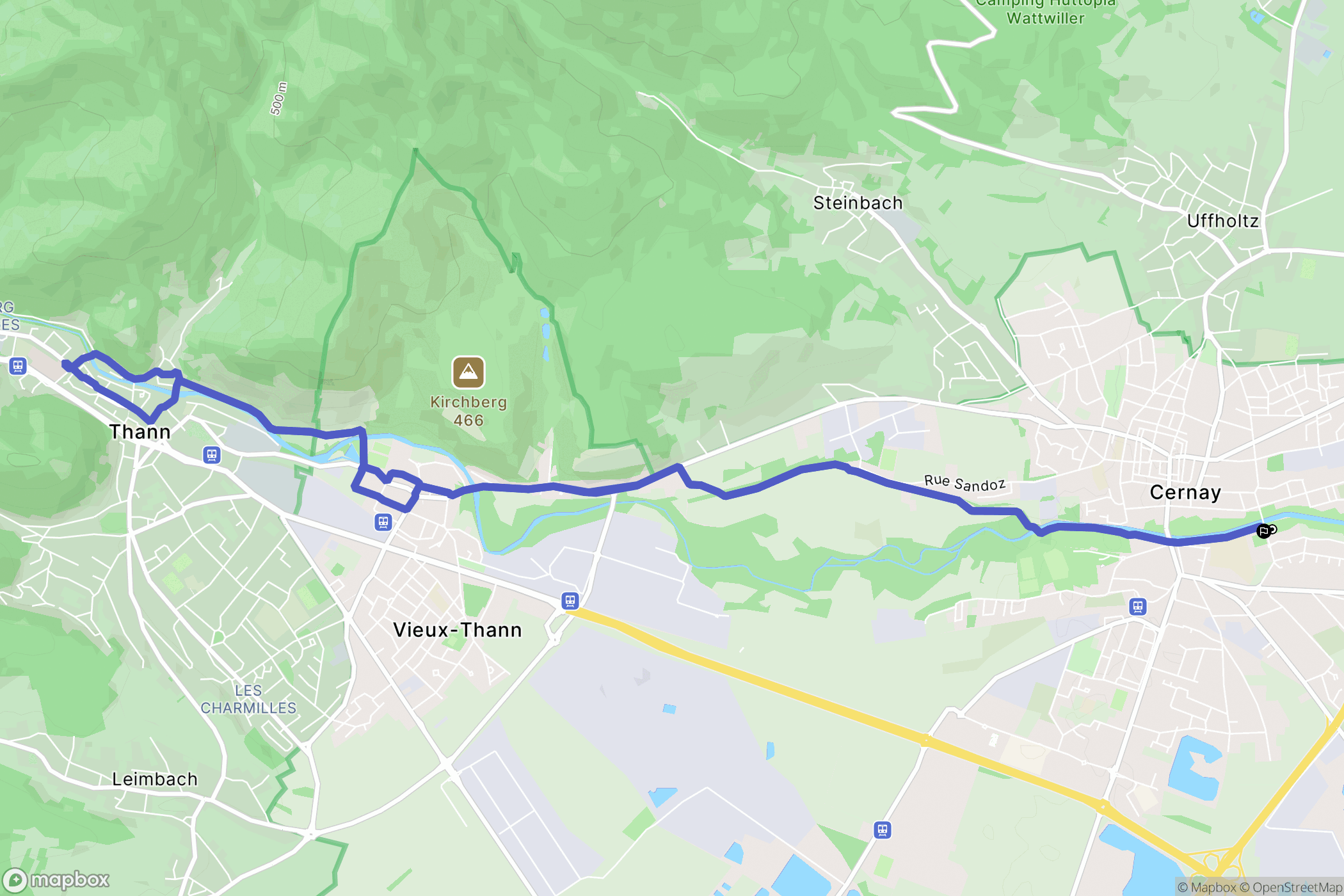 Cernay : carte du parcours de randonnée - France