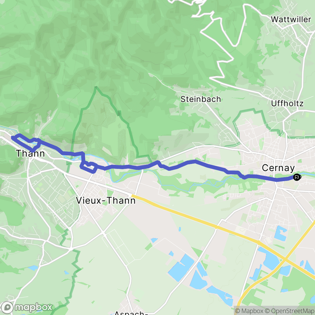Cernay : carte du parcours de randonnée - France