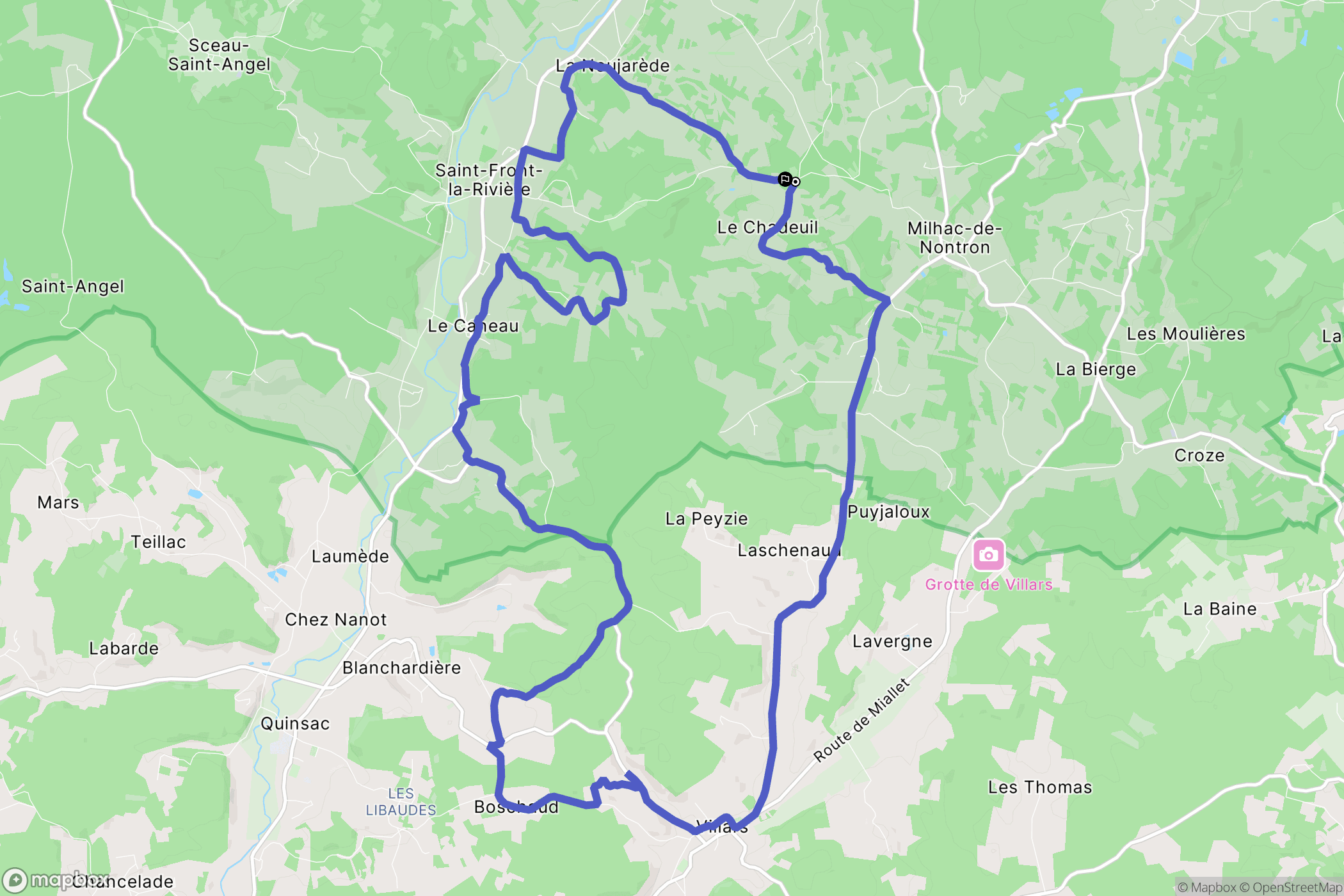 Milhac-de-Nontron : carte du parcours de randonnée - France