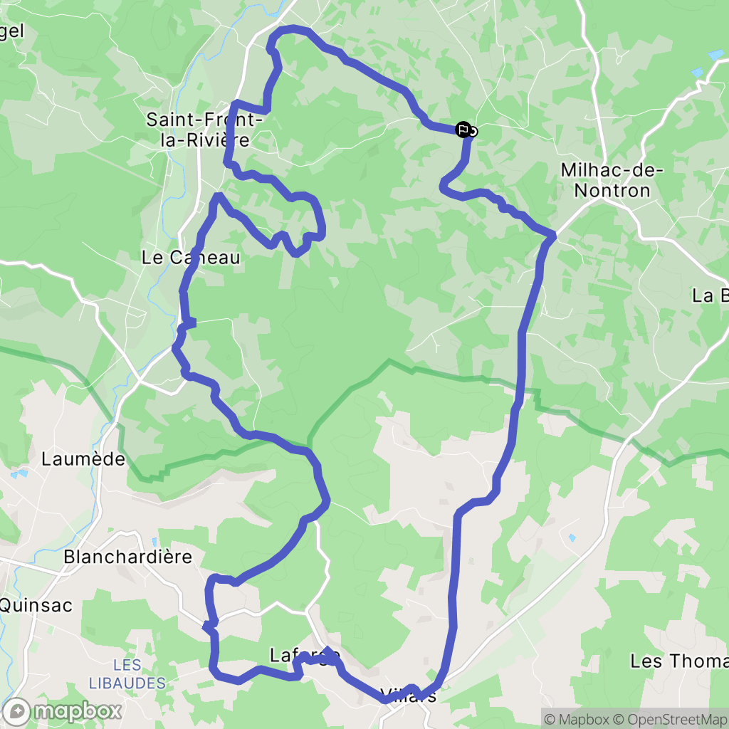 Milhac-de-Nontron : carte du parcours de randonnée - France