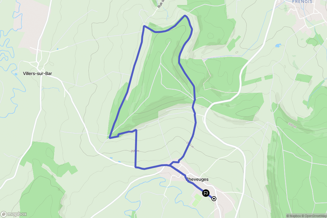 Cheveuges : carte du parcours de randonnée - France