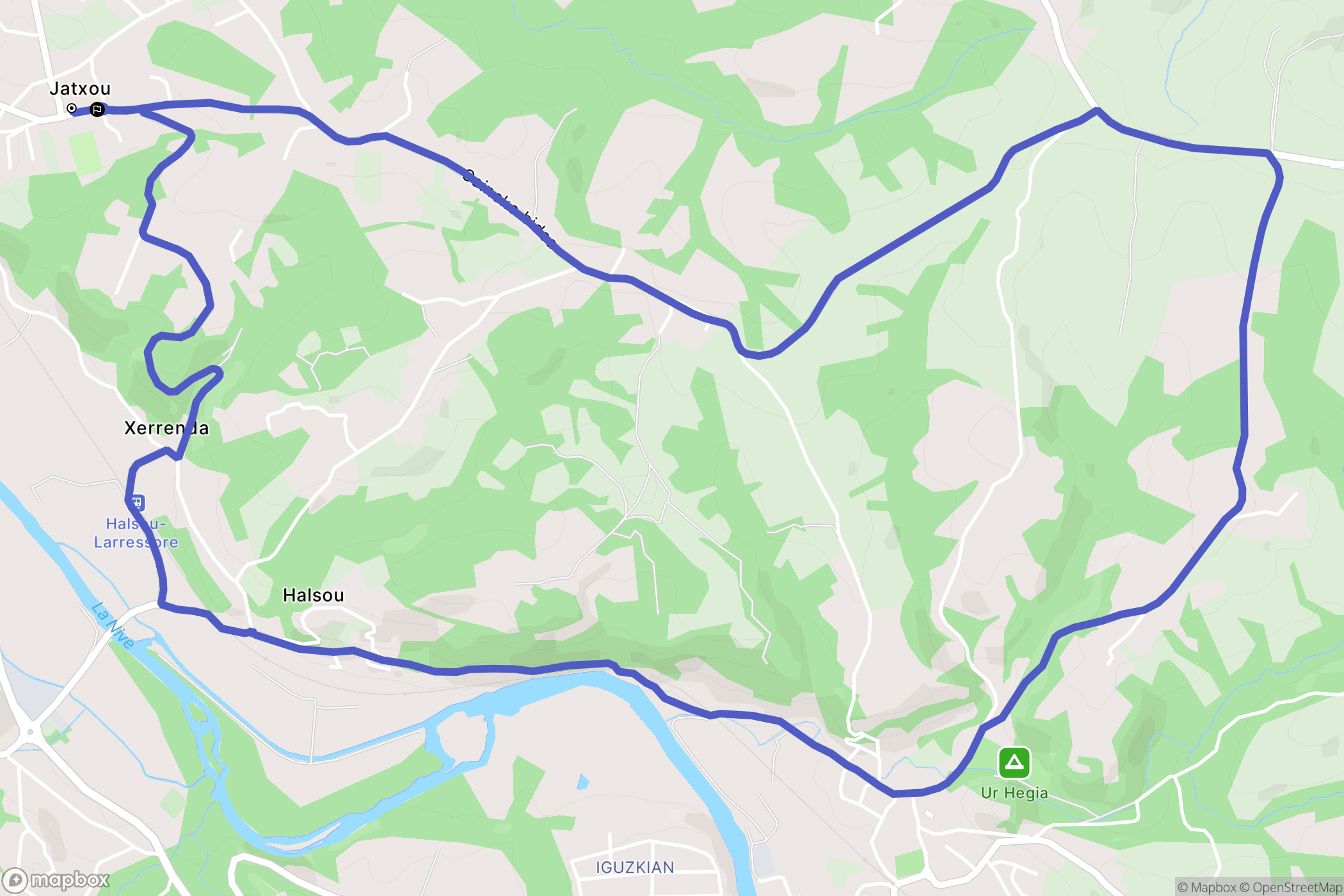 Jatxou : carte du parcours de randonnée - France
