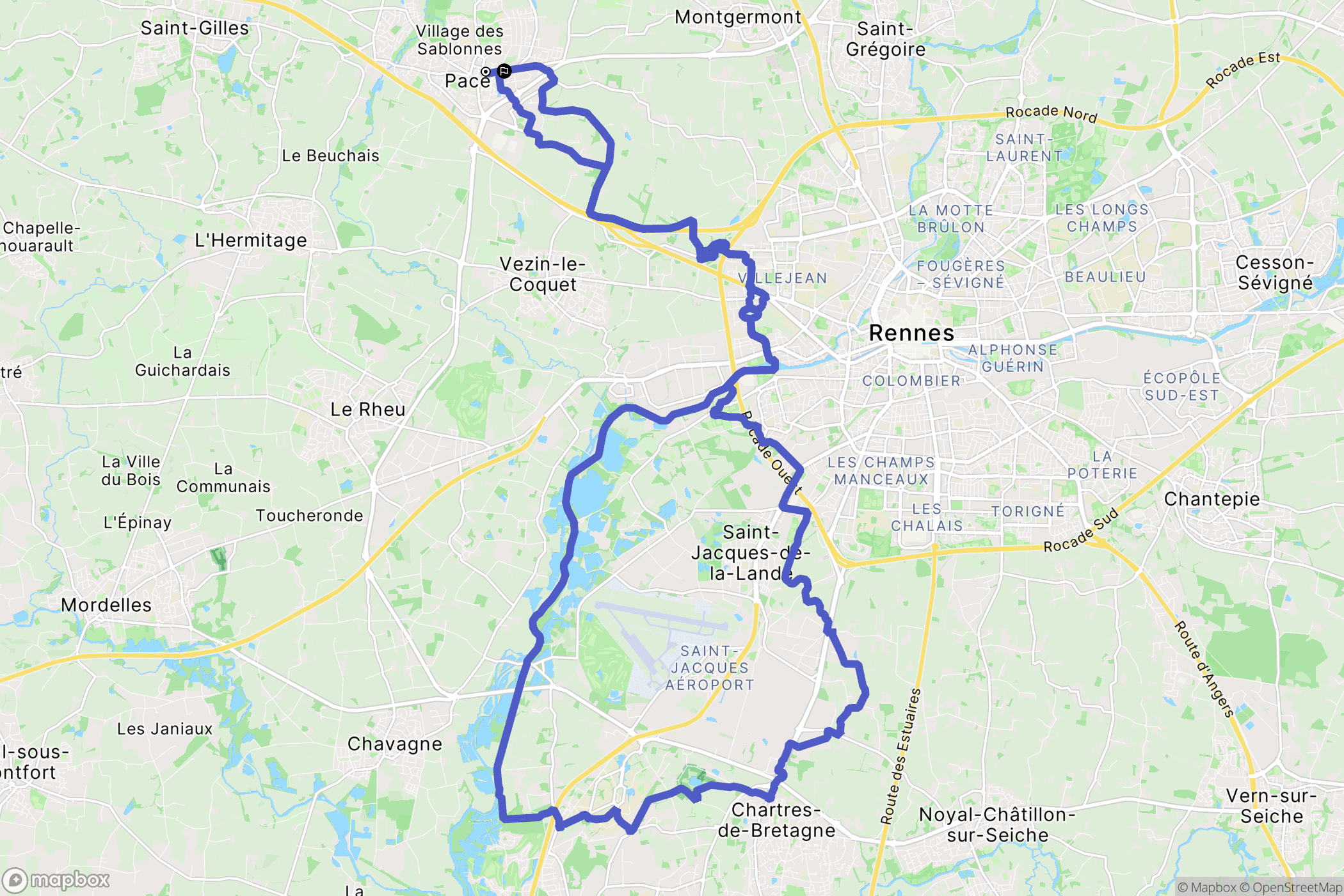 Pacé : carte du parcours de randonnée - France