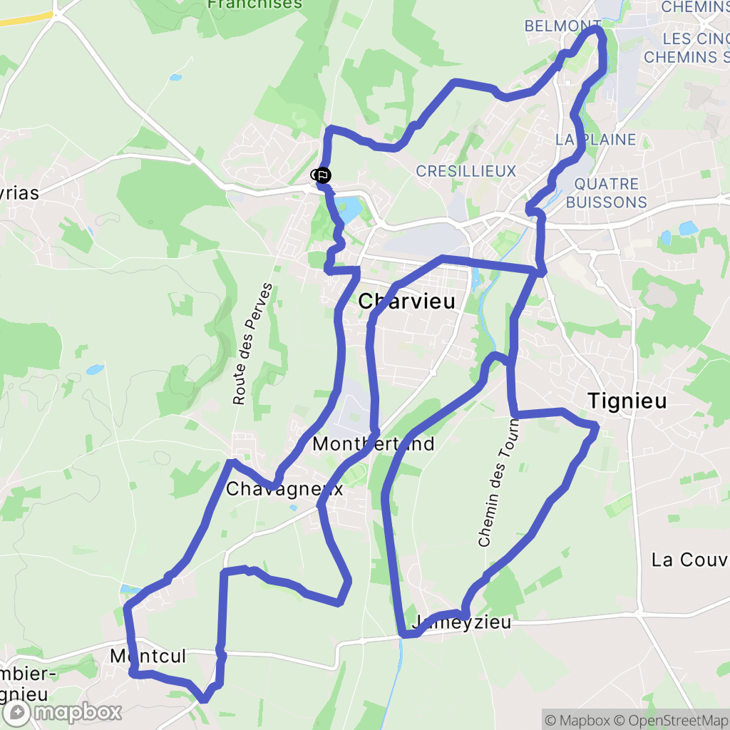 Charvieu-Chavagneux : carte du parcours de randonnée - France