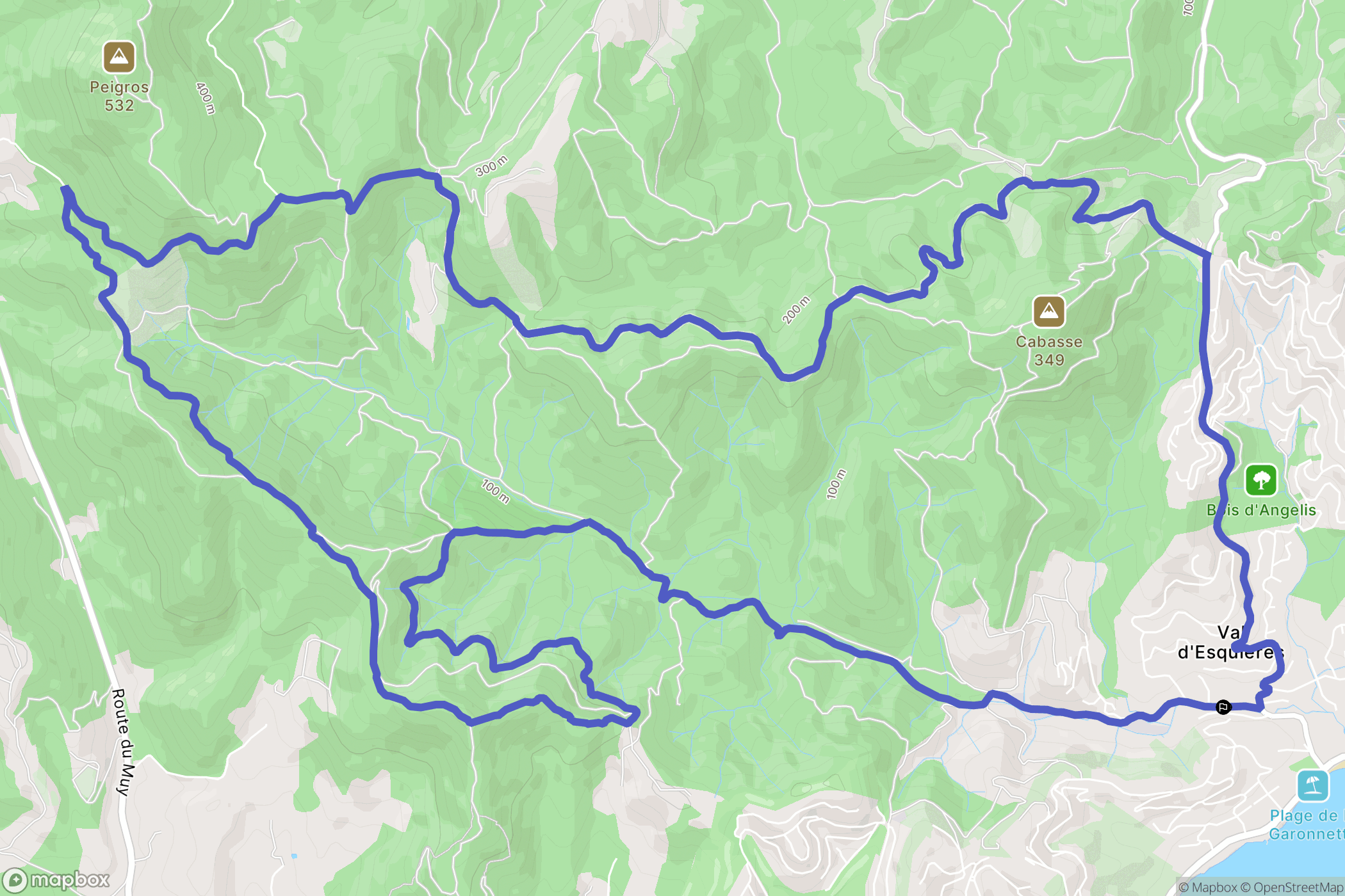 Roquebrune-sur-Argens : carte du parcours de randonnée - France