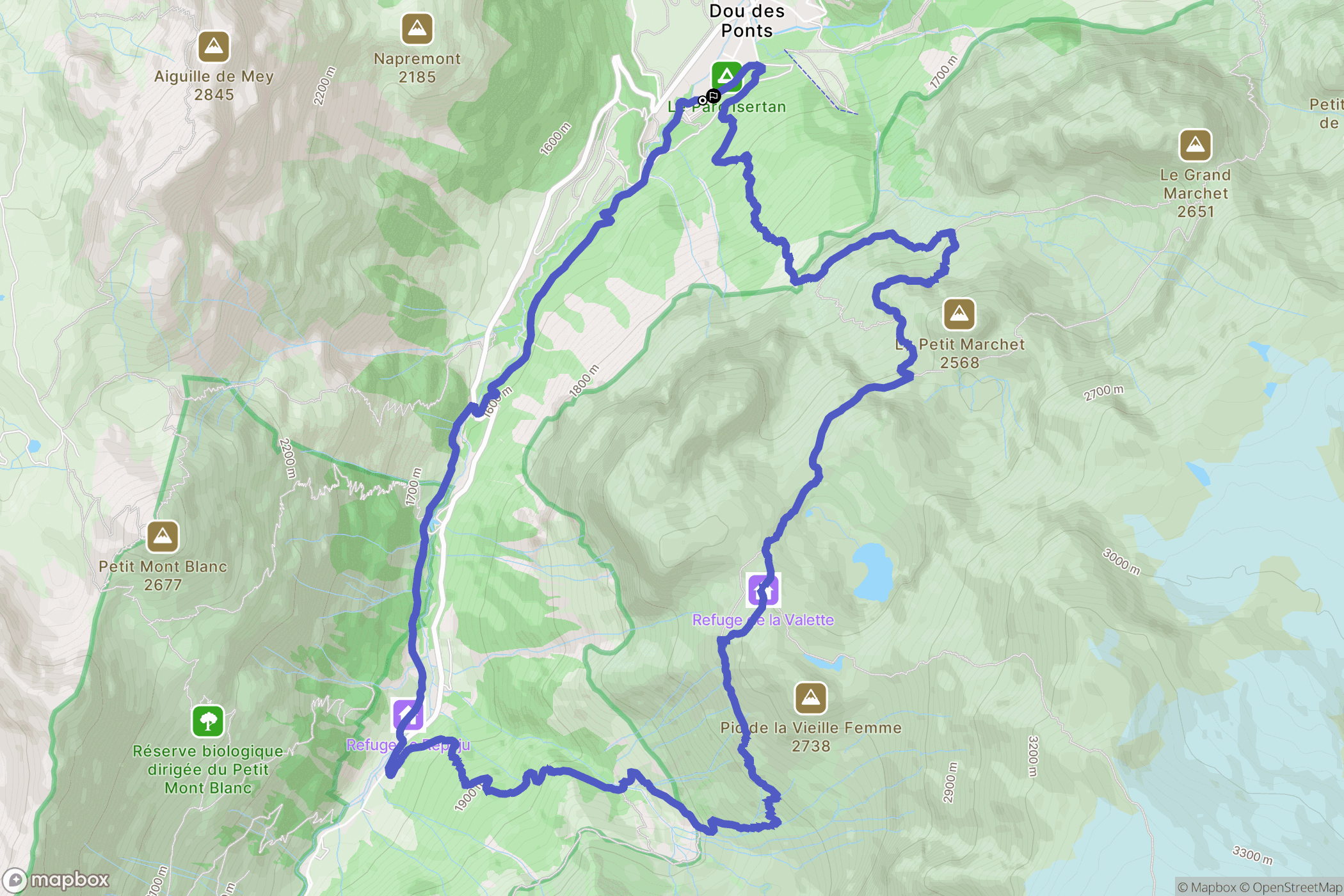 Pralognan-la-Vanoise : carte du parcours de randonnée - France