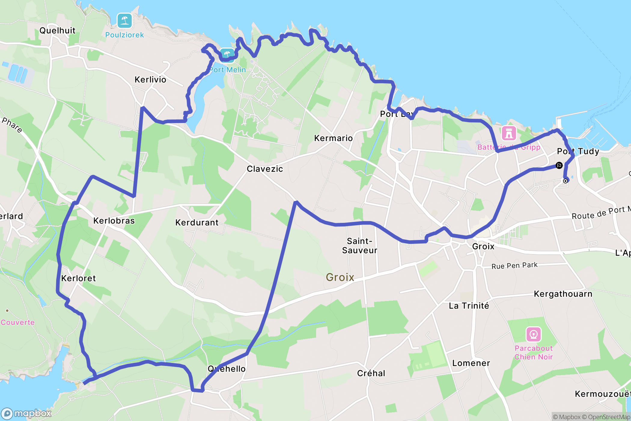 Groix : carte du parcours de randonnée - France