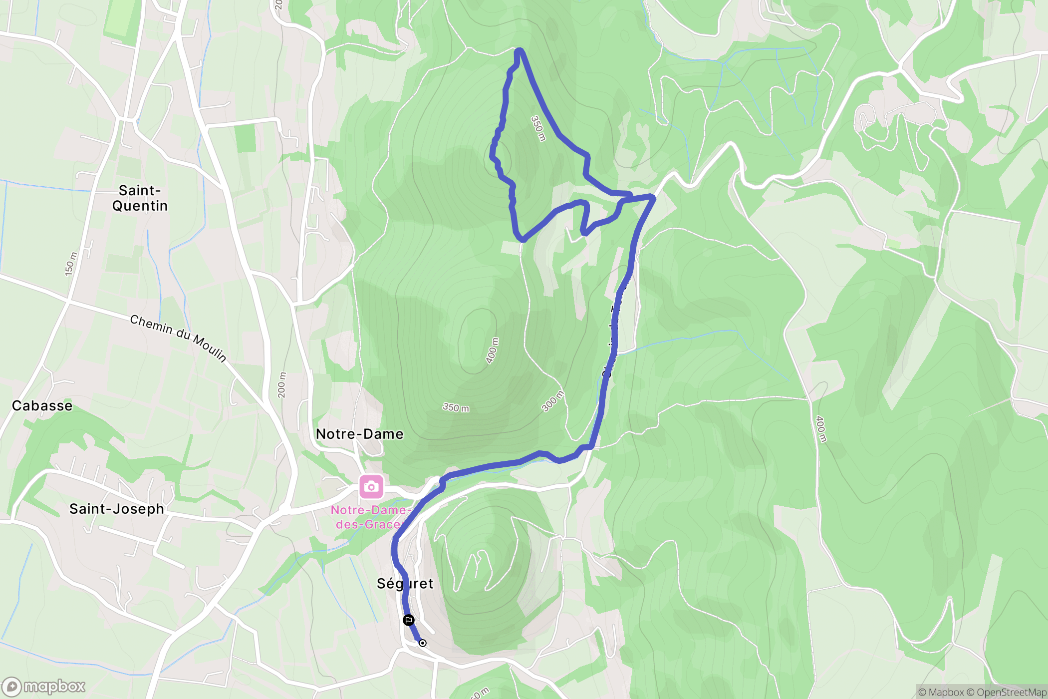 Seguret : carte du parcours de randonnée - France
