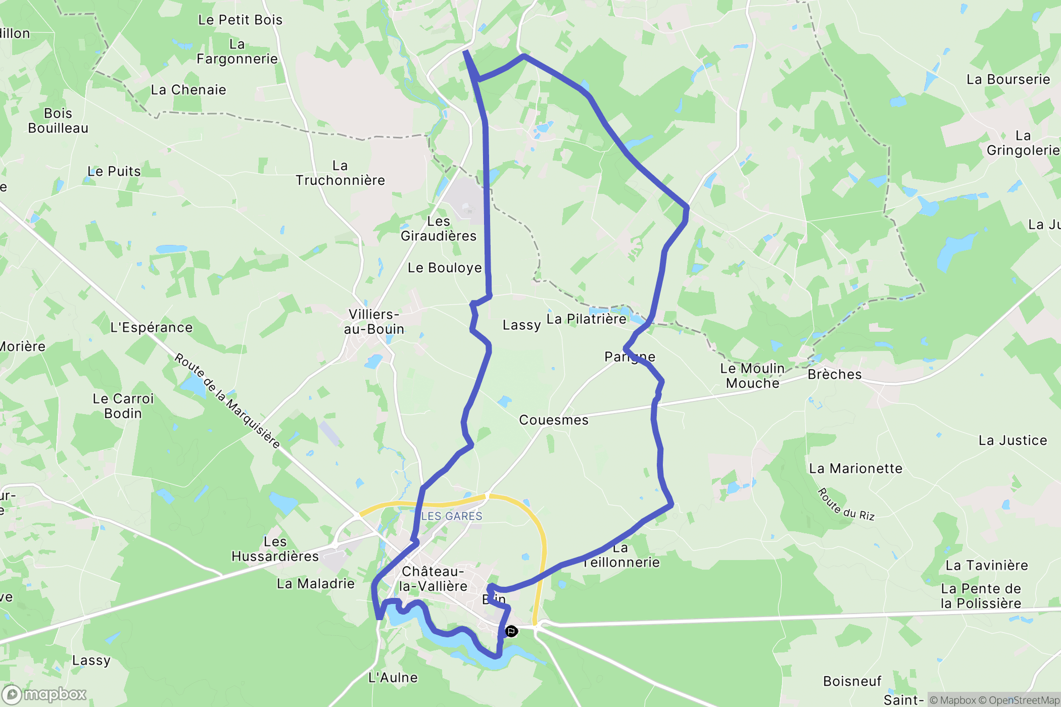 Château-la-Vallière : carte du parcours de randonnée - France