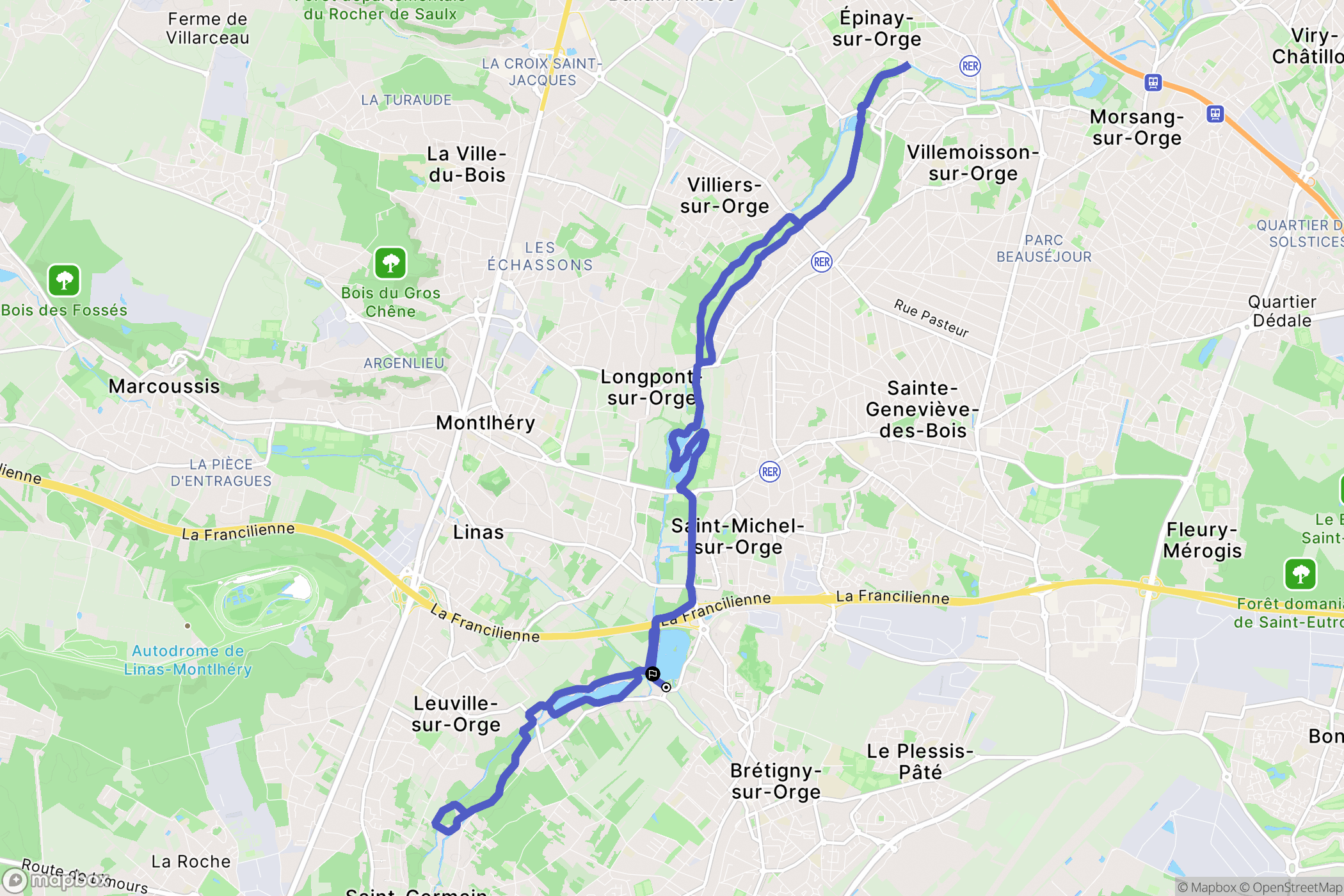 Brétigny-sur-Orge : carte du parcours de randonnée - France