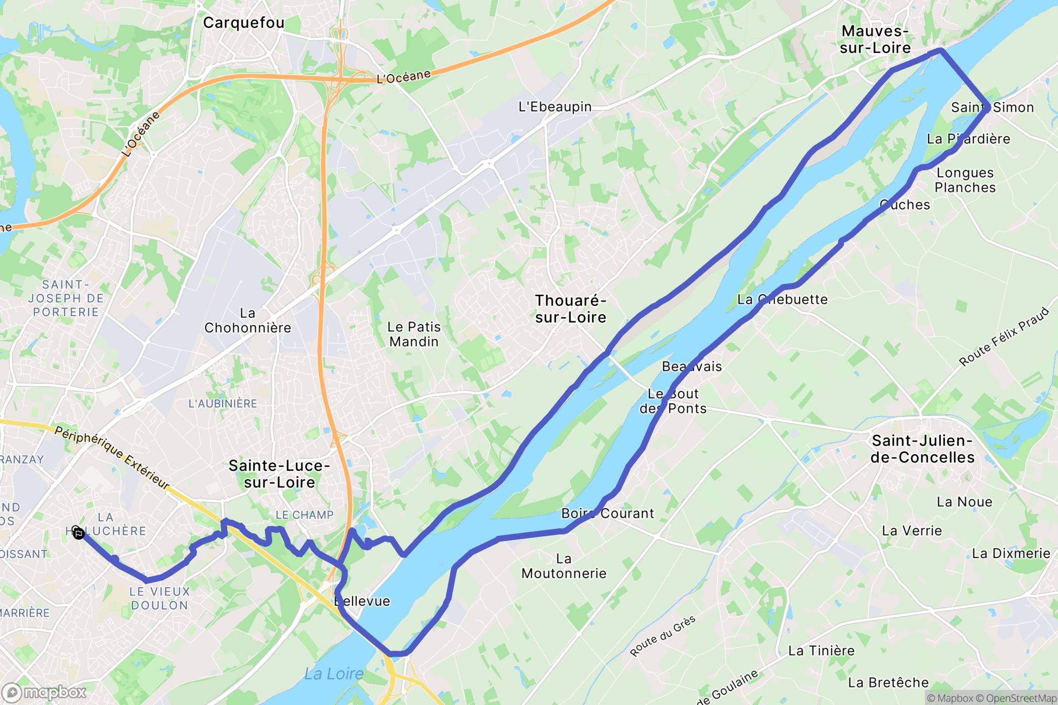 Nantes : carte du parcours de randonnée - France