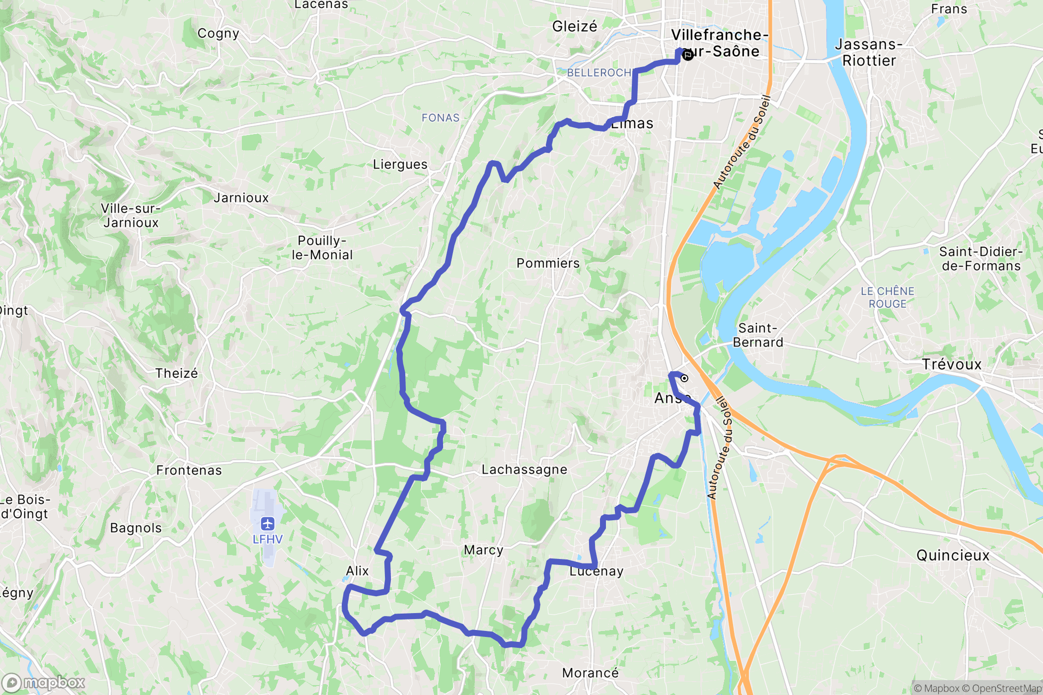 Anse : carte du parcours de randonnée - France