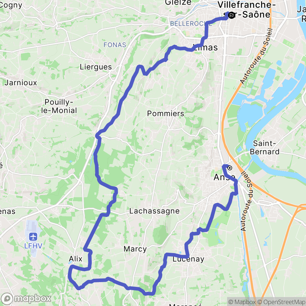 Anse : carte du parcours de randonnée - France