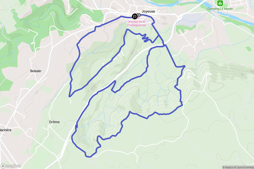Joyeuse : carte du parcours de randonnée - France