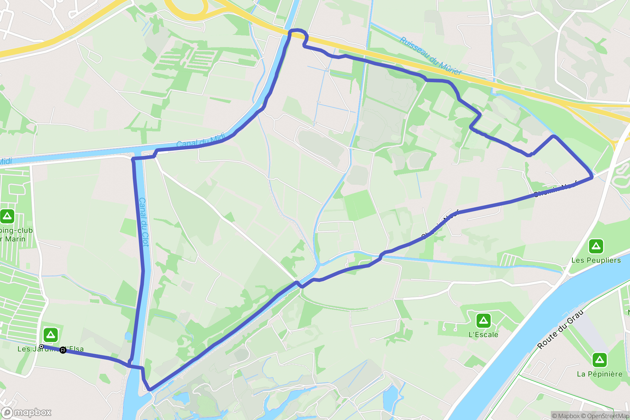 Vias : carte du parcours de randonnée - France