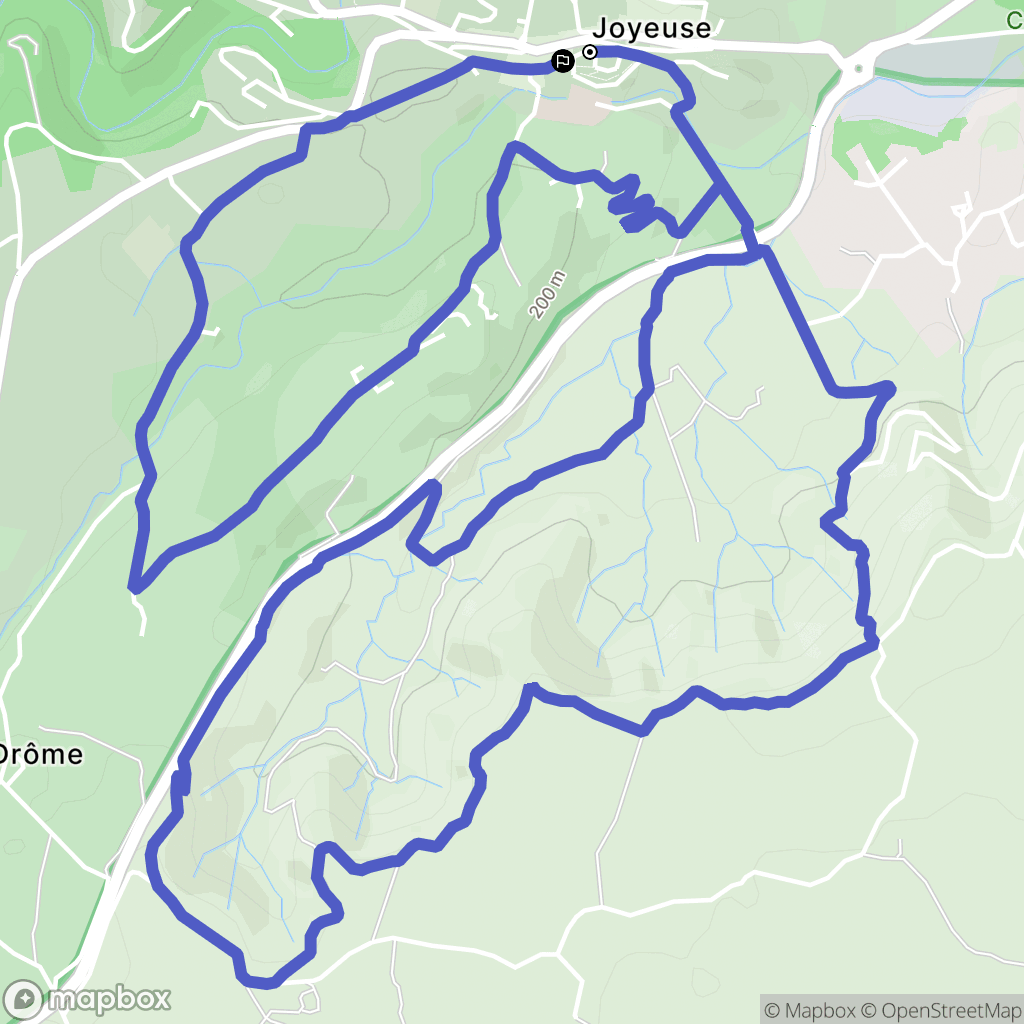 Joyeuse : carte du parcours de randonnée - France