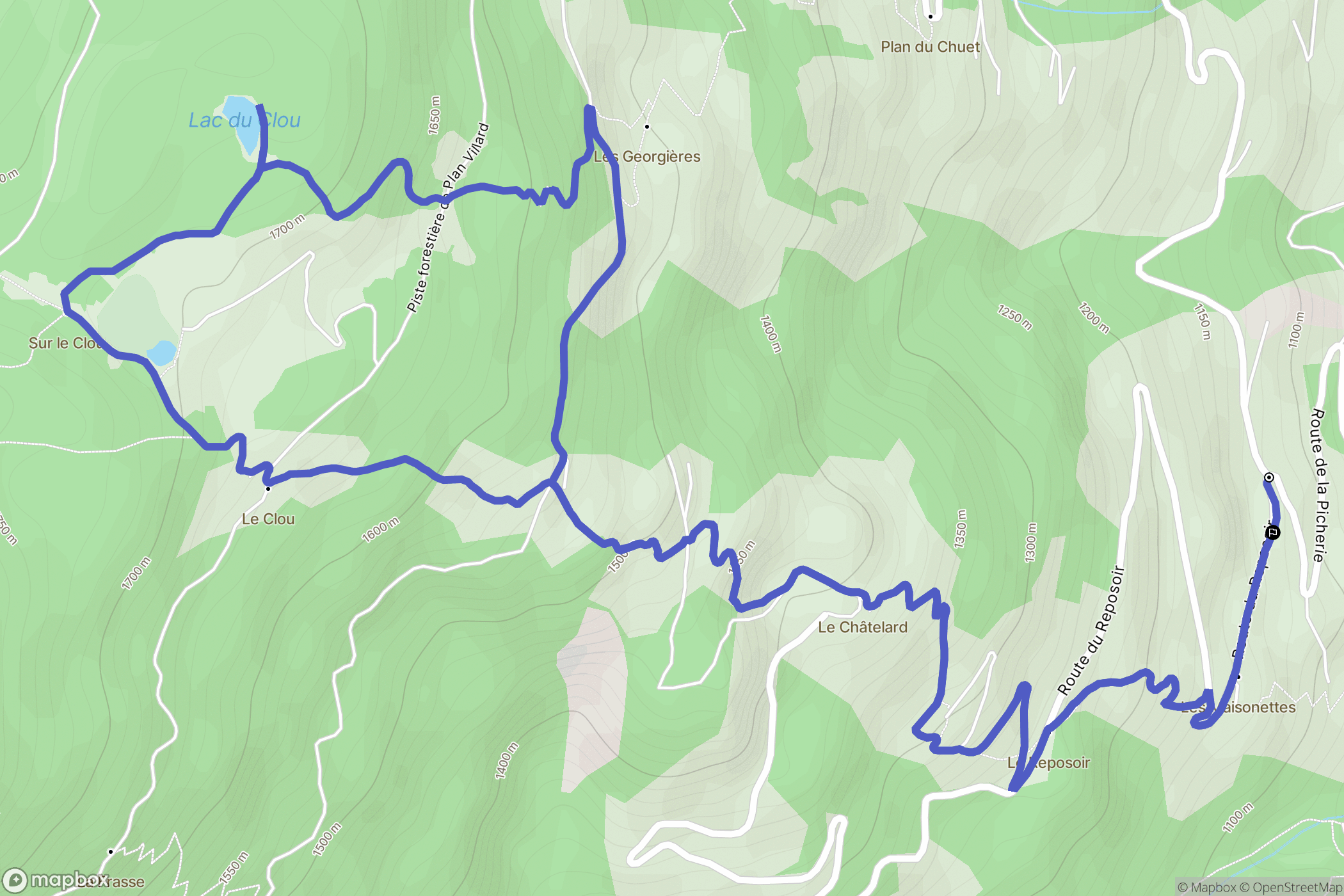 Beaufort : carte du parcours de randonnée - France