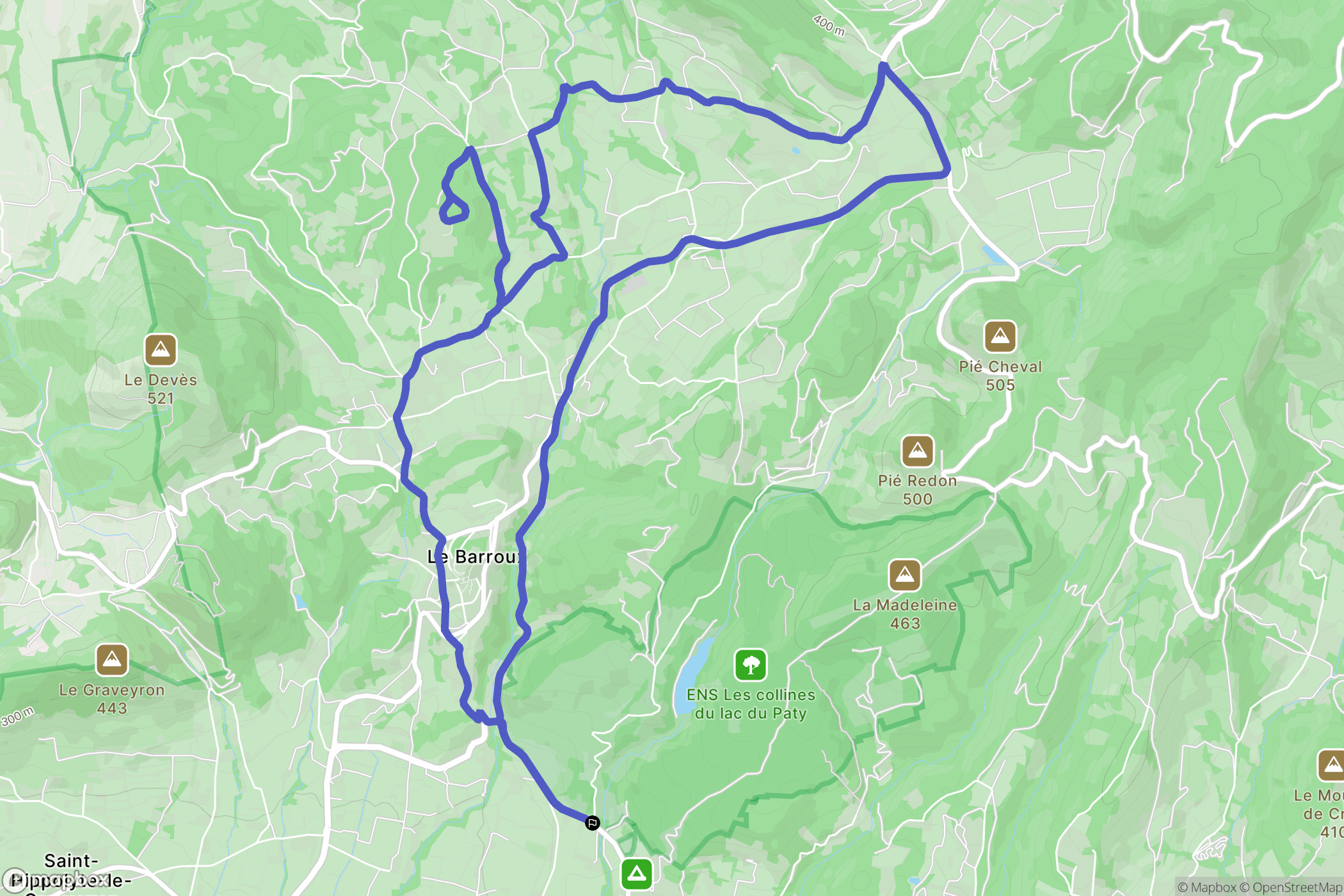 Caromb : carte du parcours de randonnée - France