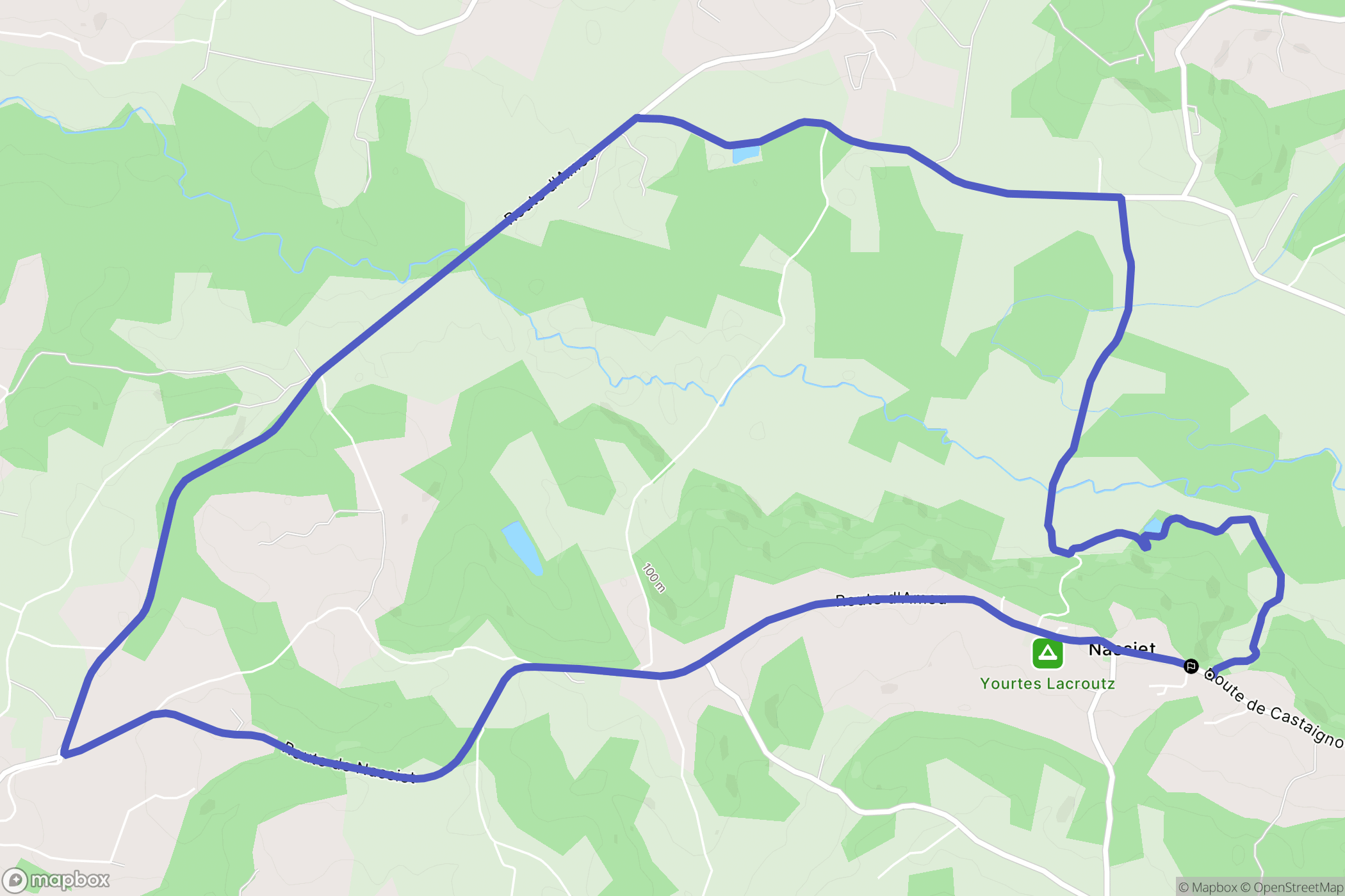 Nassiet : carte du parcours de randonnée - France