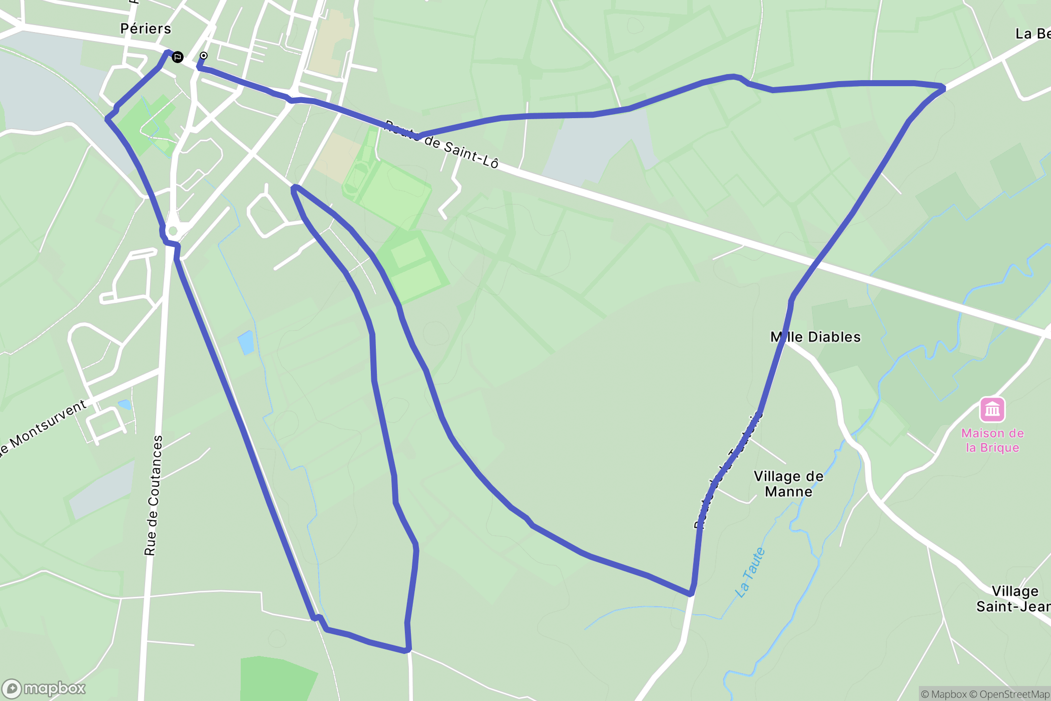 Périers : carte du parcours de randonnée - France