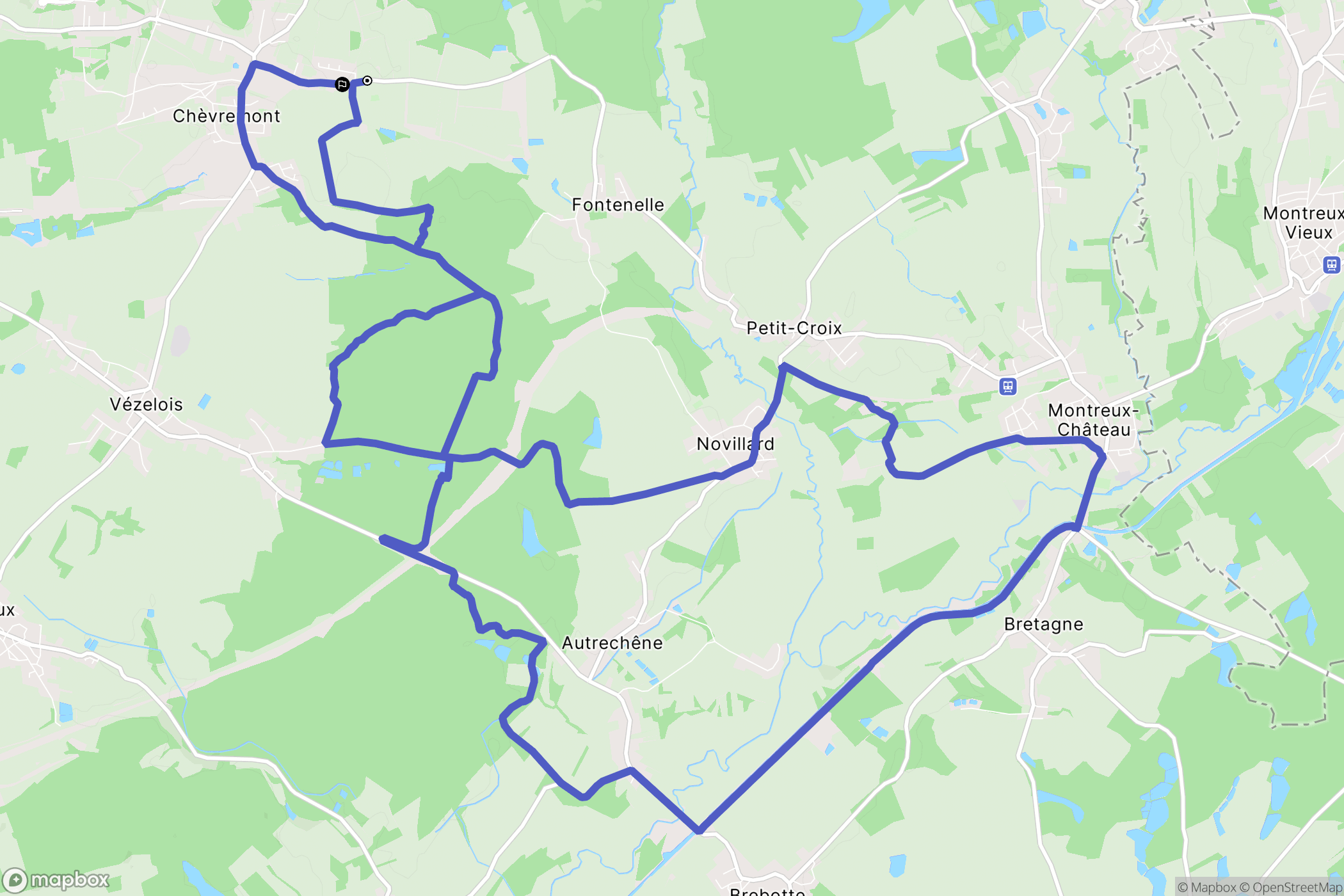 Chèvremont : carte du parcours de randonnée - France