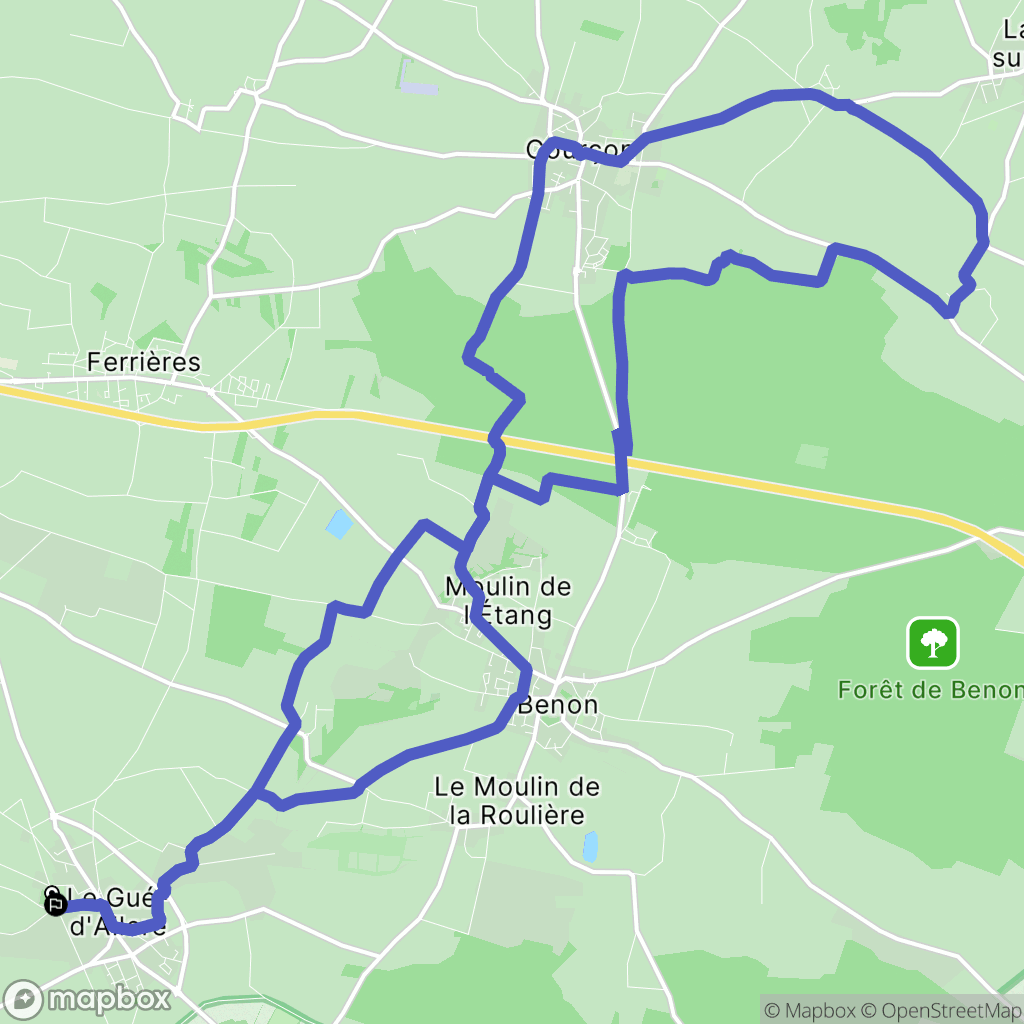 Le Gué-d'Alleré : carte du parcours de randonnée - France