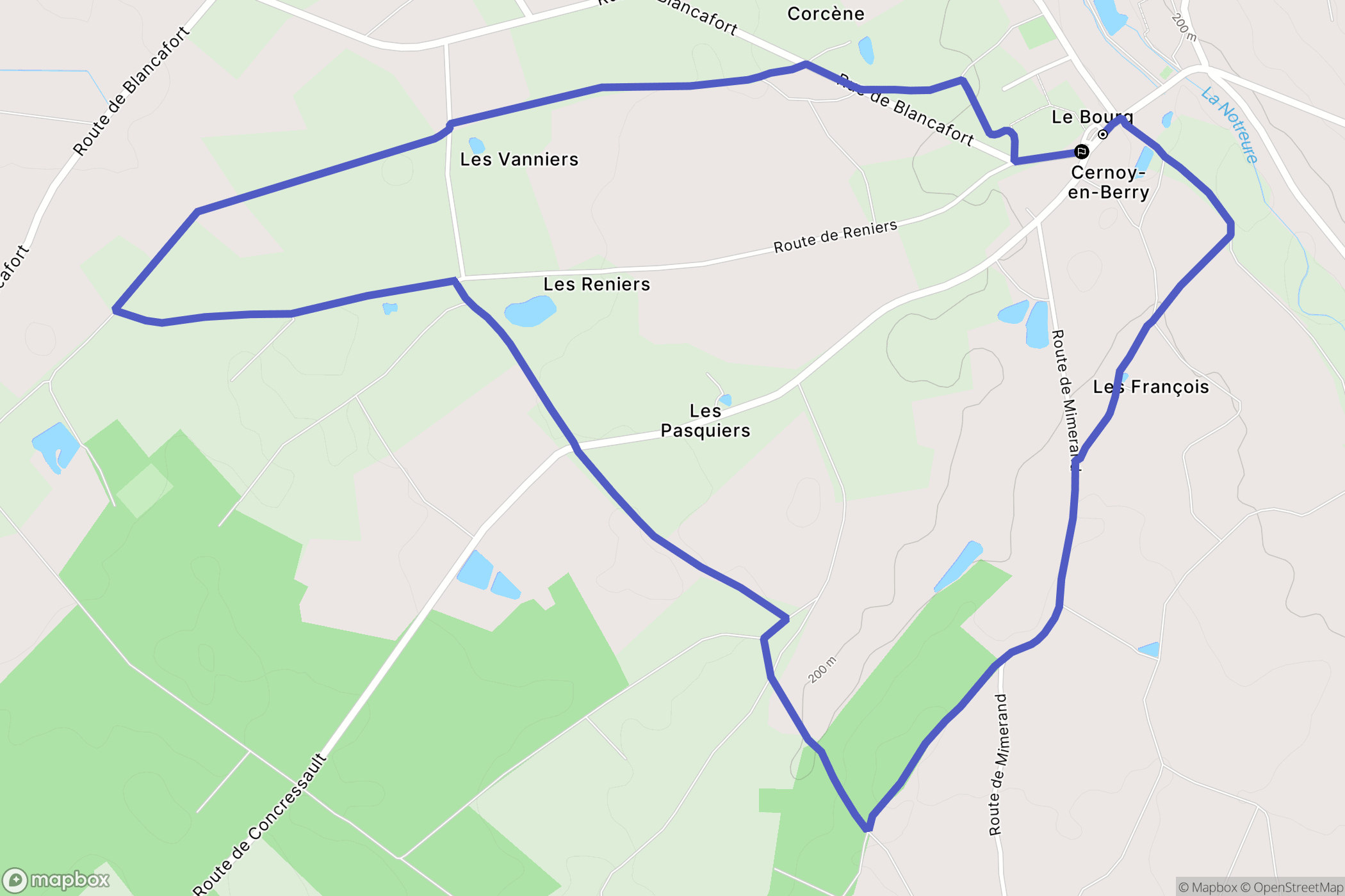 Cernoy-en-Berry : carte du parcours de randonnée - France