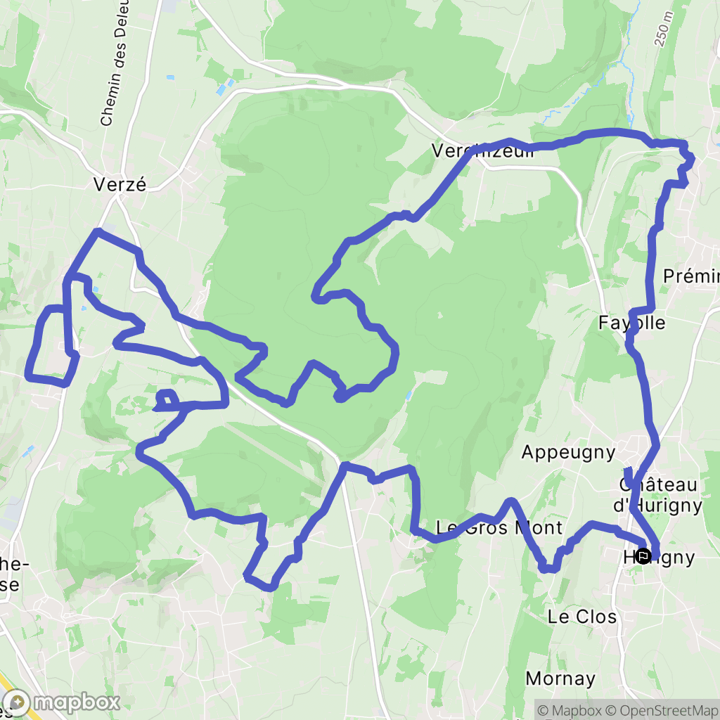 Hurigny : carte du parcours de randonnée - France