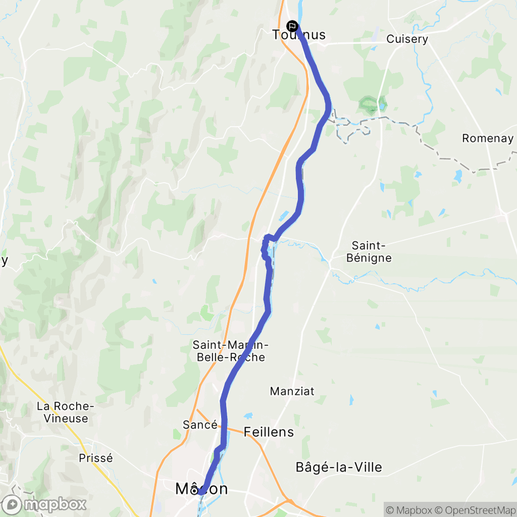 Mâcon : carte du parcours de randonnée - France