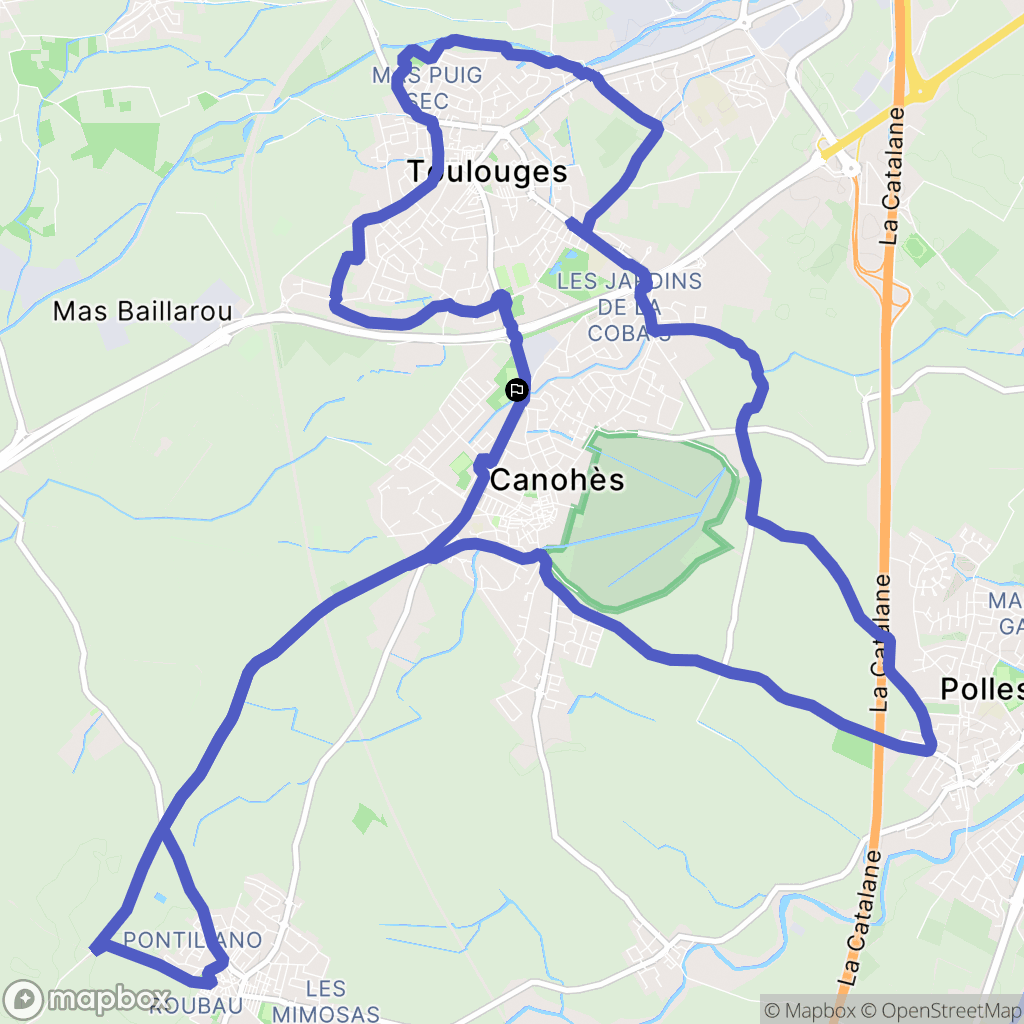 Canohès : carte du parcours de randonnée - France