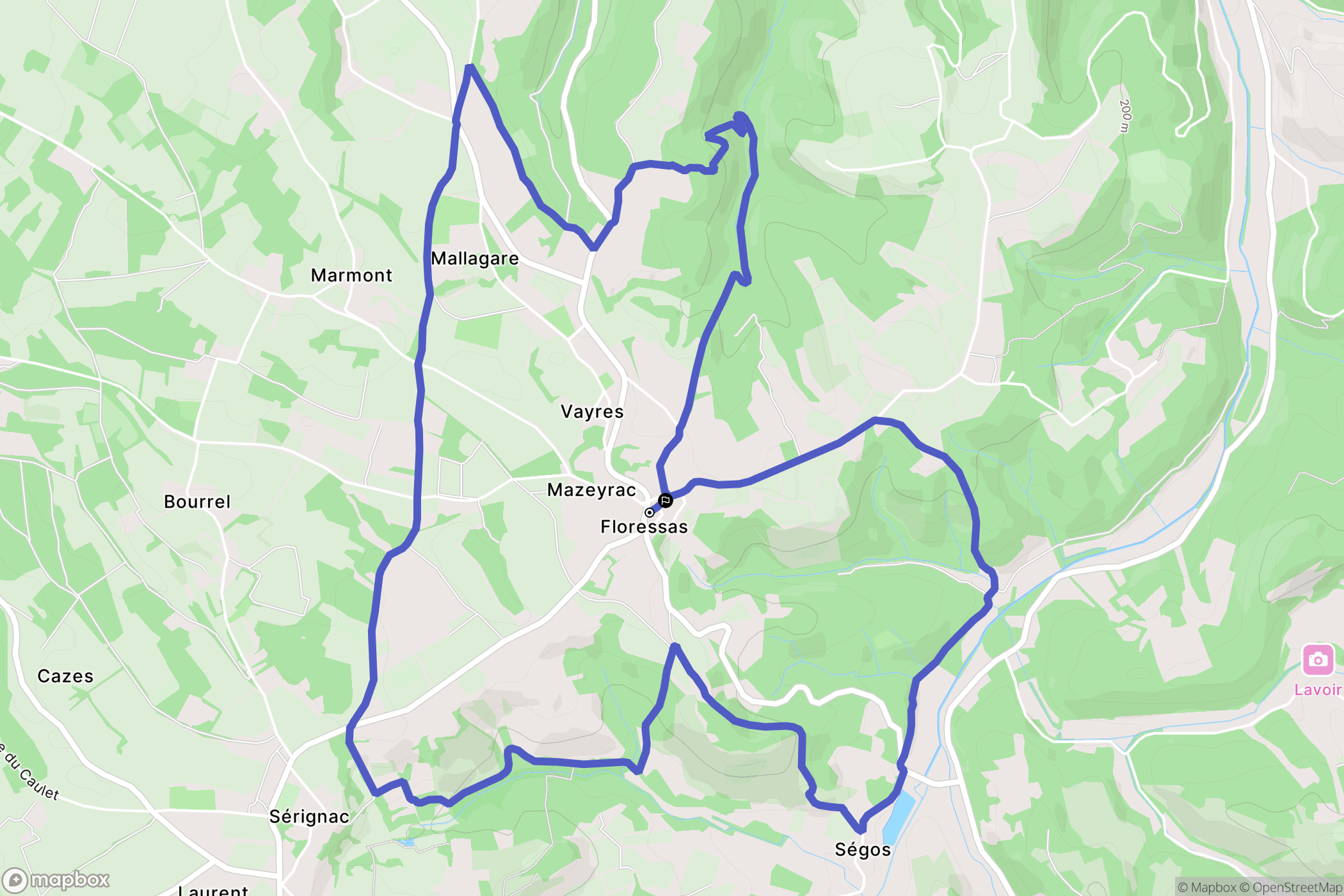Floressas : carte du parcours de randonnée - France