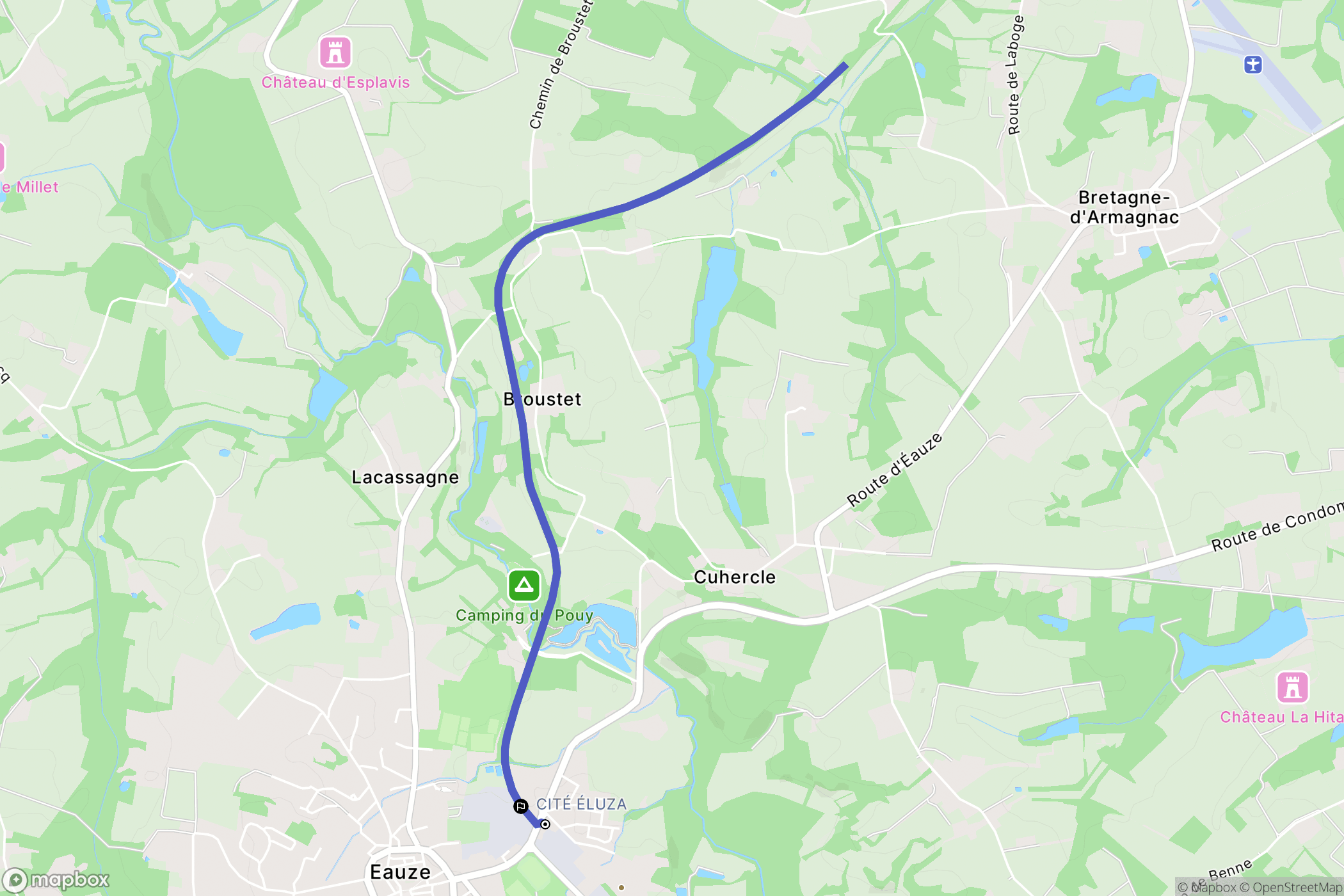 Eauze : carte du parcours de randonnée - France