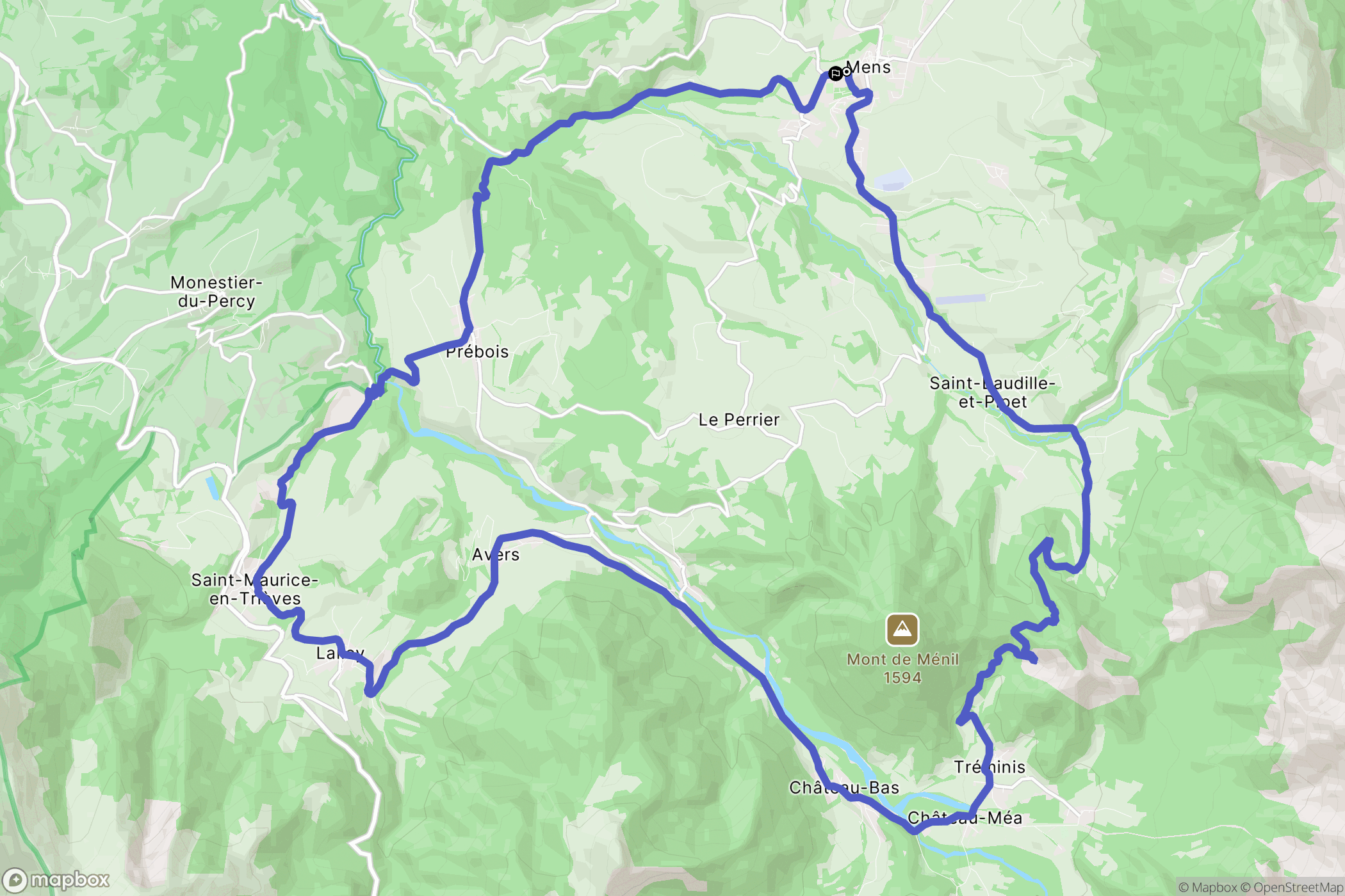 Mens : carte du parcours de randonnée - France