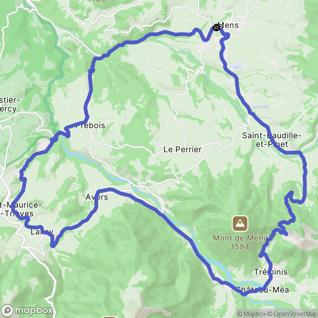 Mens : carte du parcours de randonnée - France