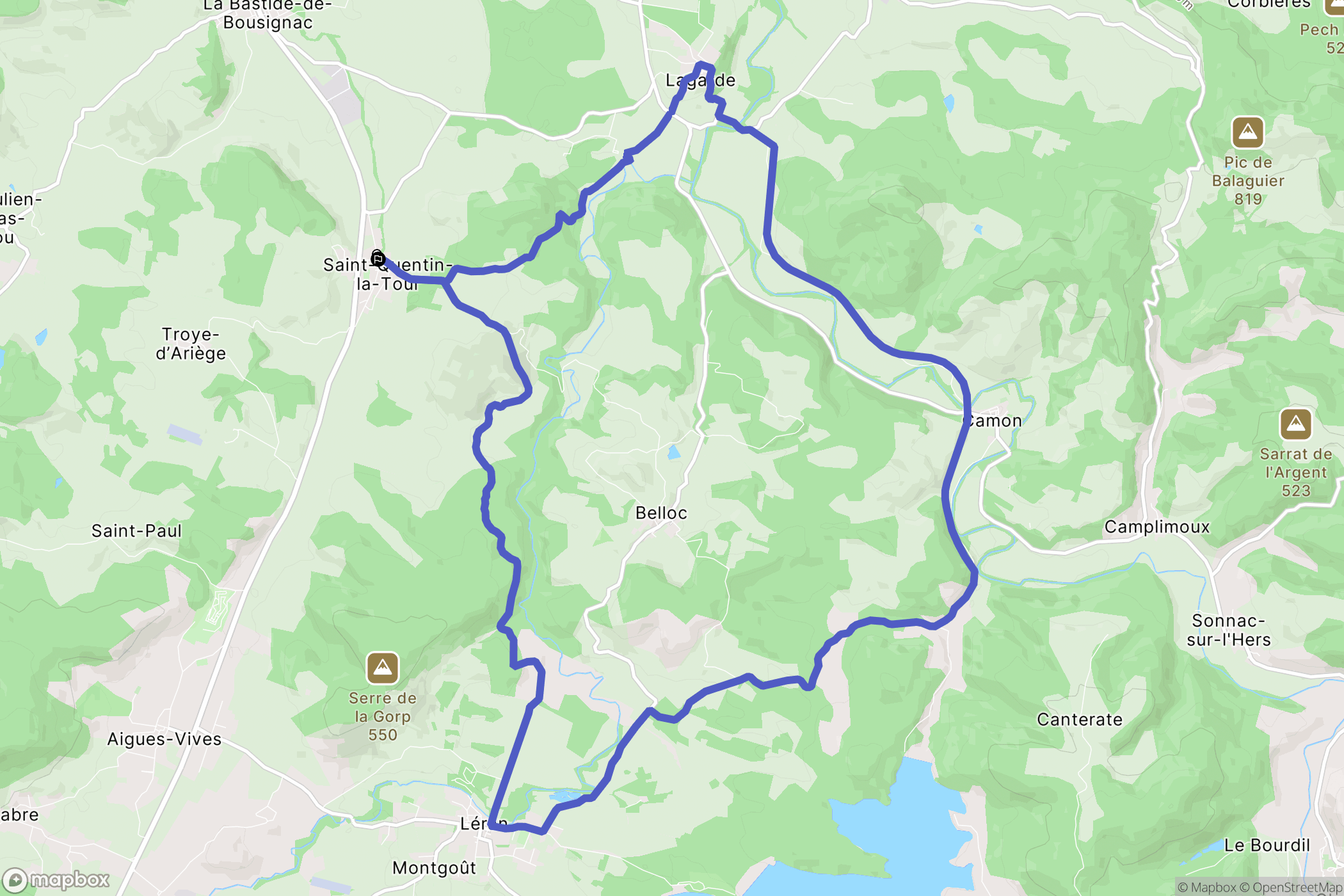 Saint-Quentin-la-Tour : carte du parcours de randonnée - France