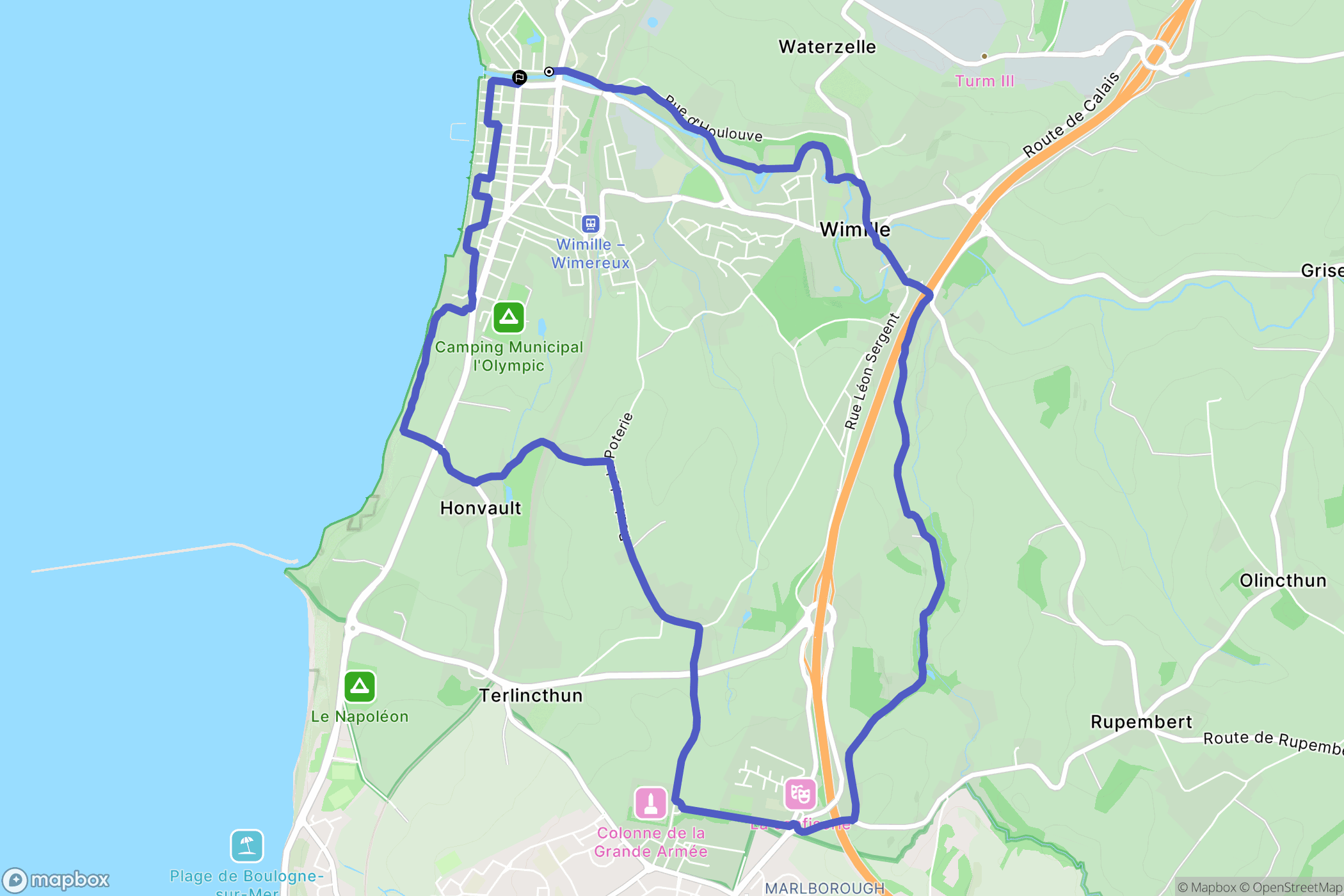 Wimereux : carte du parcours de randonnée - France