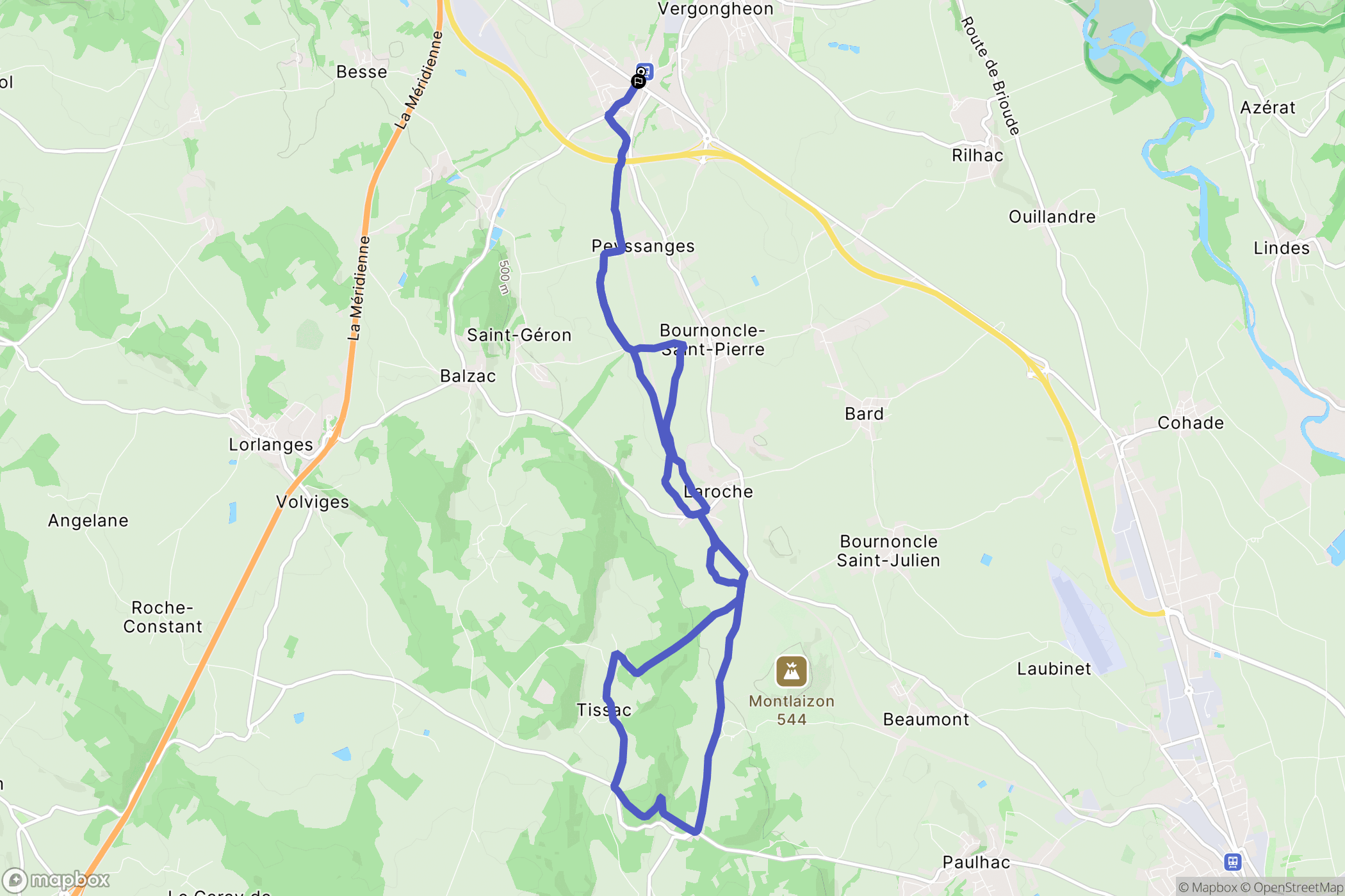 Bournoncle-Saint-Pierre : carte du parcours de randonnée - France