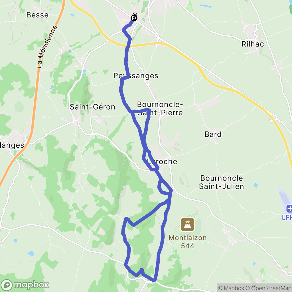 Bournoncle-Saint-Pierre : carte du parcours de randonnée - France