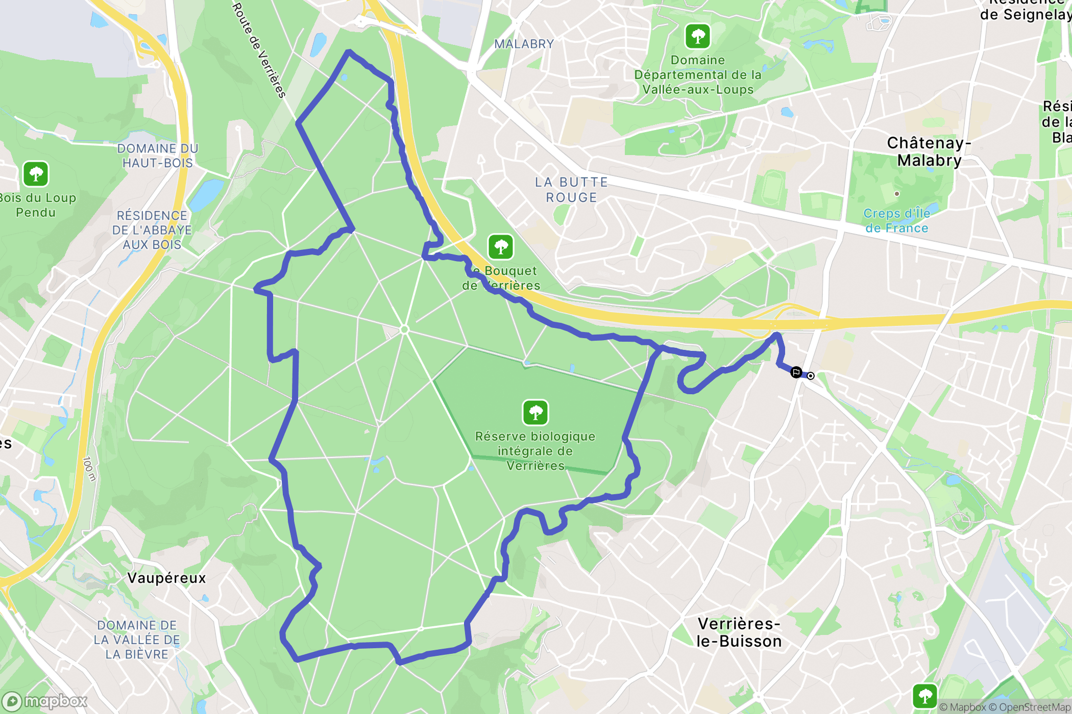 Verrières-le-Buisson : carte du parcours de randonnée - France