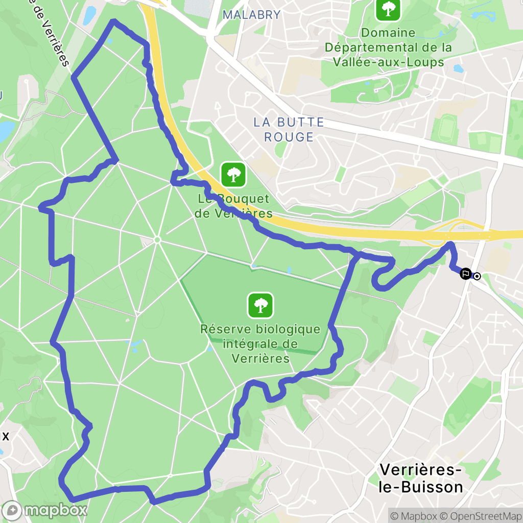 Verrières-le-Buisson : carte du parcours de randonnée - France