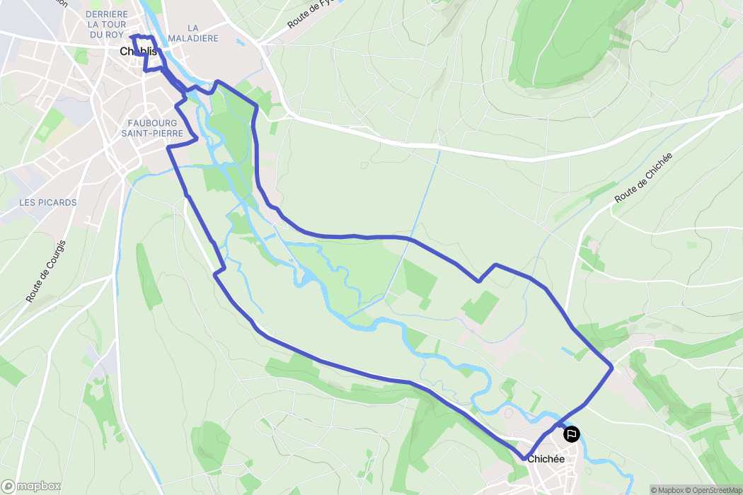 Chichée : carte du parcours de randonnée - France