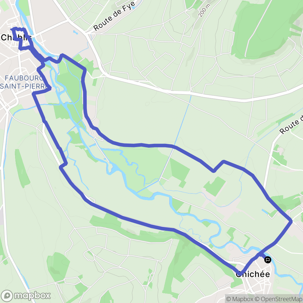 Chichée : carte du parcours de randonnée - France