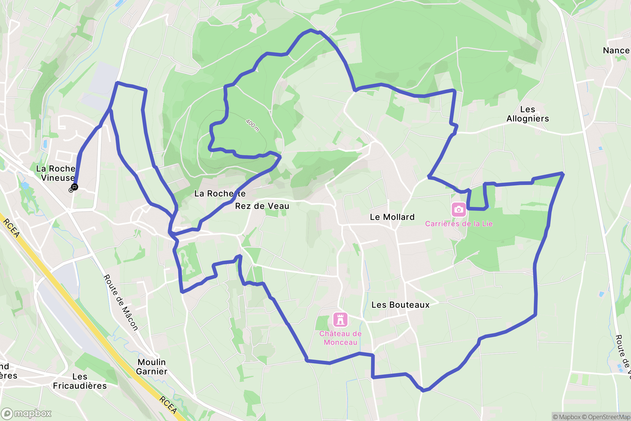 La Roche-Vineuse : carte du parcours de randonnée - France