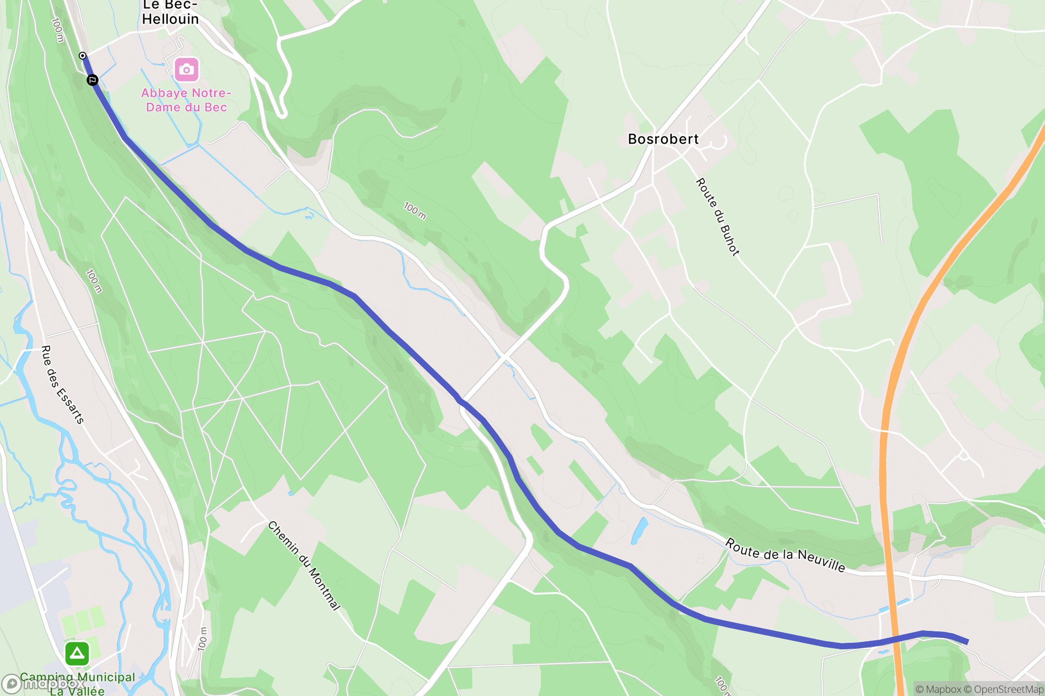 Le Bec-Hellouin : carte du parcours de randonnée - France