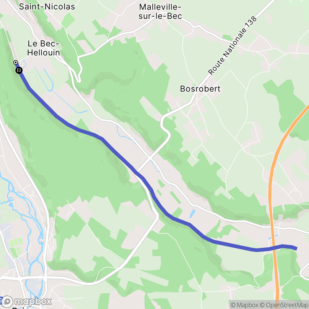 Le Bec-Hellouin : carte du parcours de randonnée - France