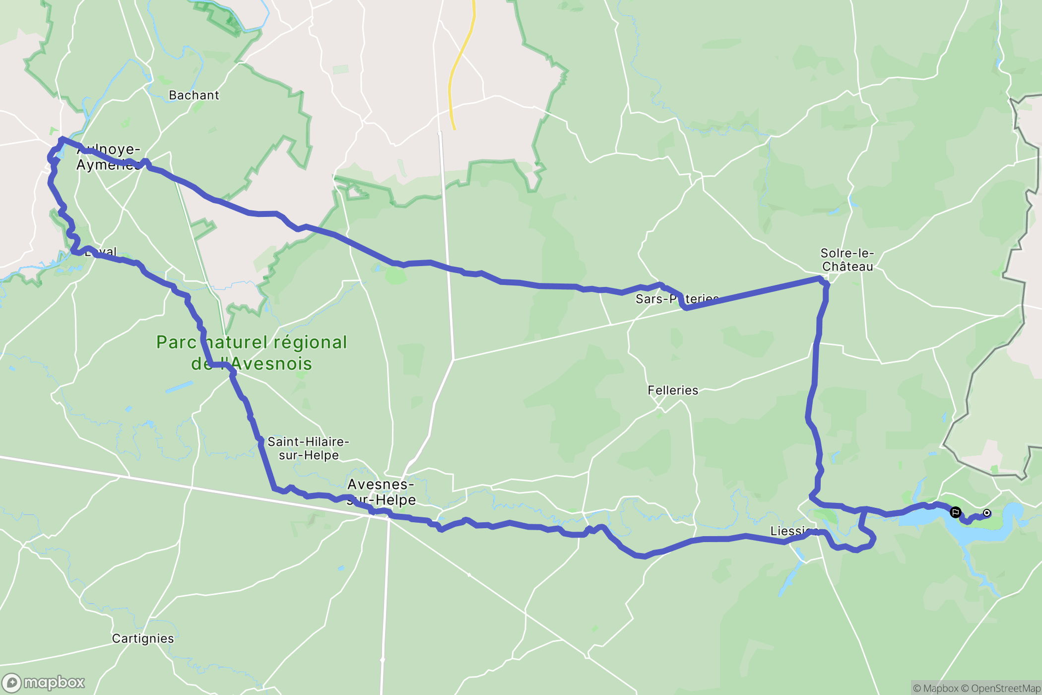 Eppe-Sauvage : carte du parcours de randonnée - France