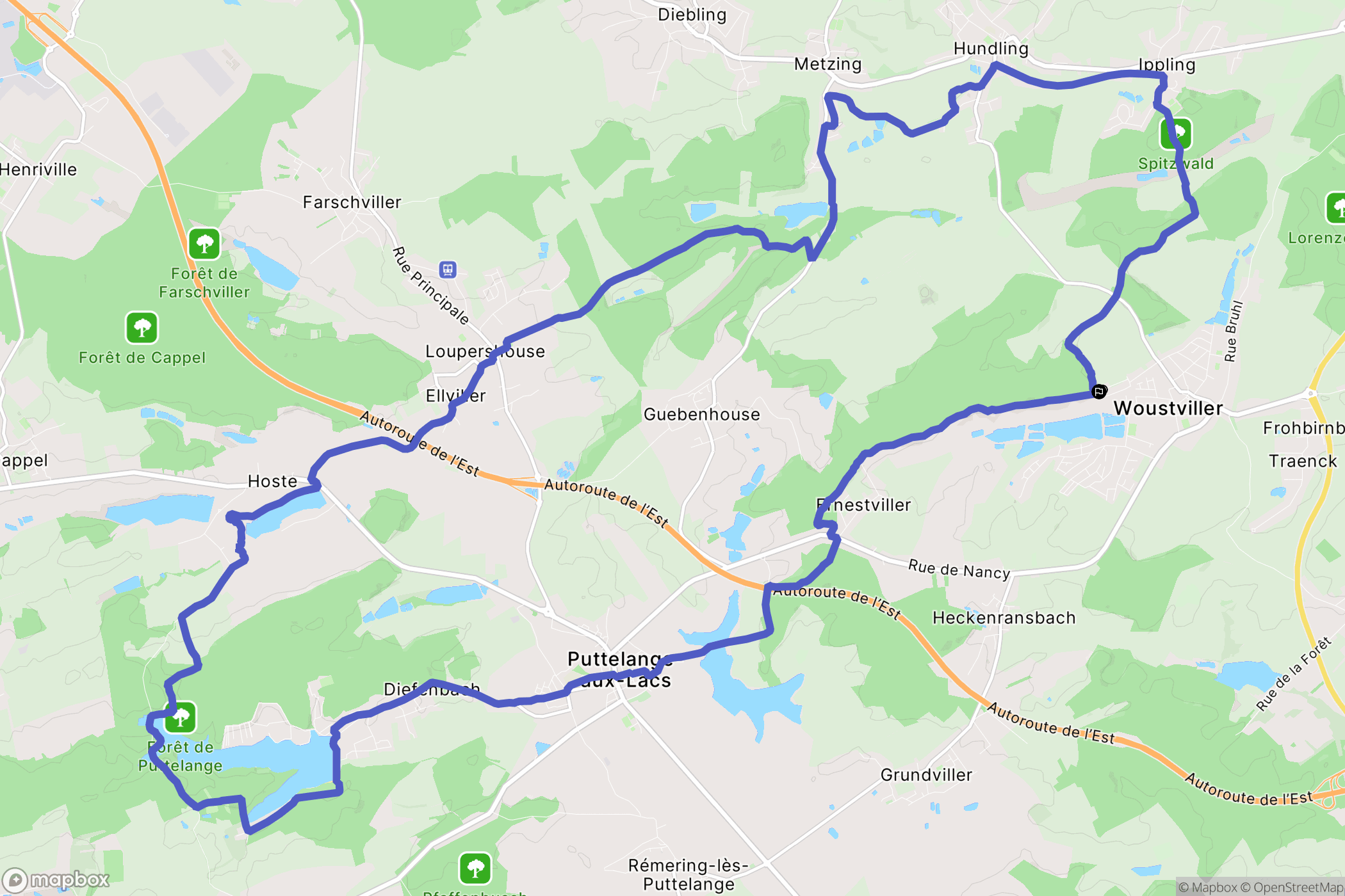 Woustviller : carte du parcours de randonnée - France