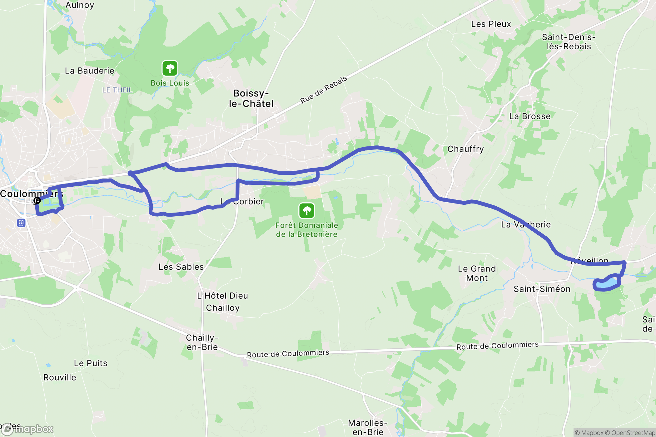 Coulommiers : carte du parcours de randonnée - France